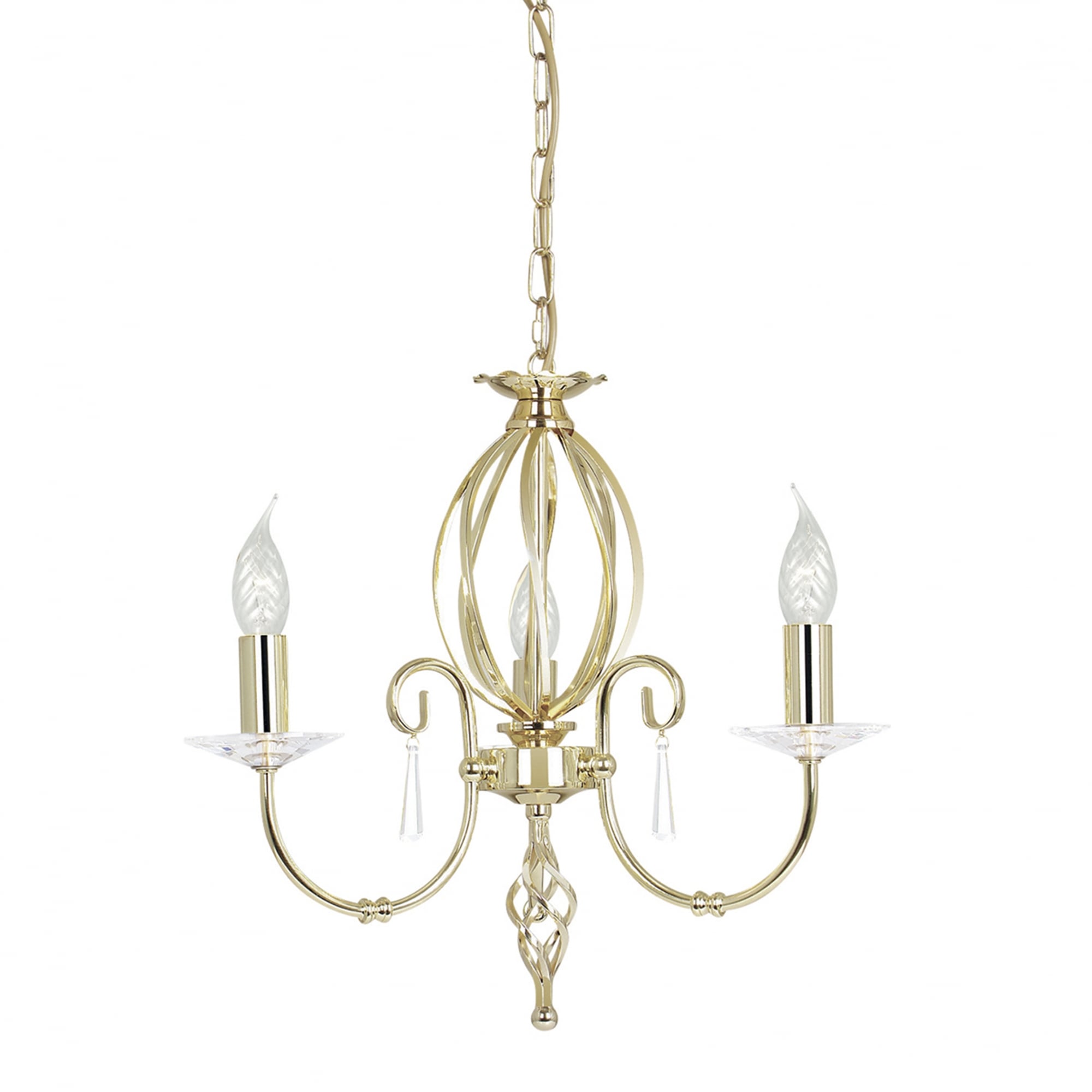 Elstead Aegean 3 Light Chandelier - Polished Brass
