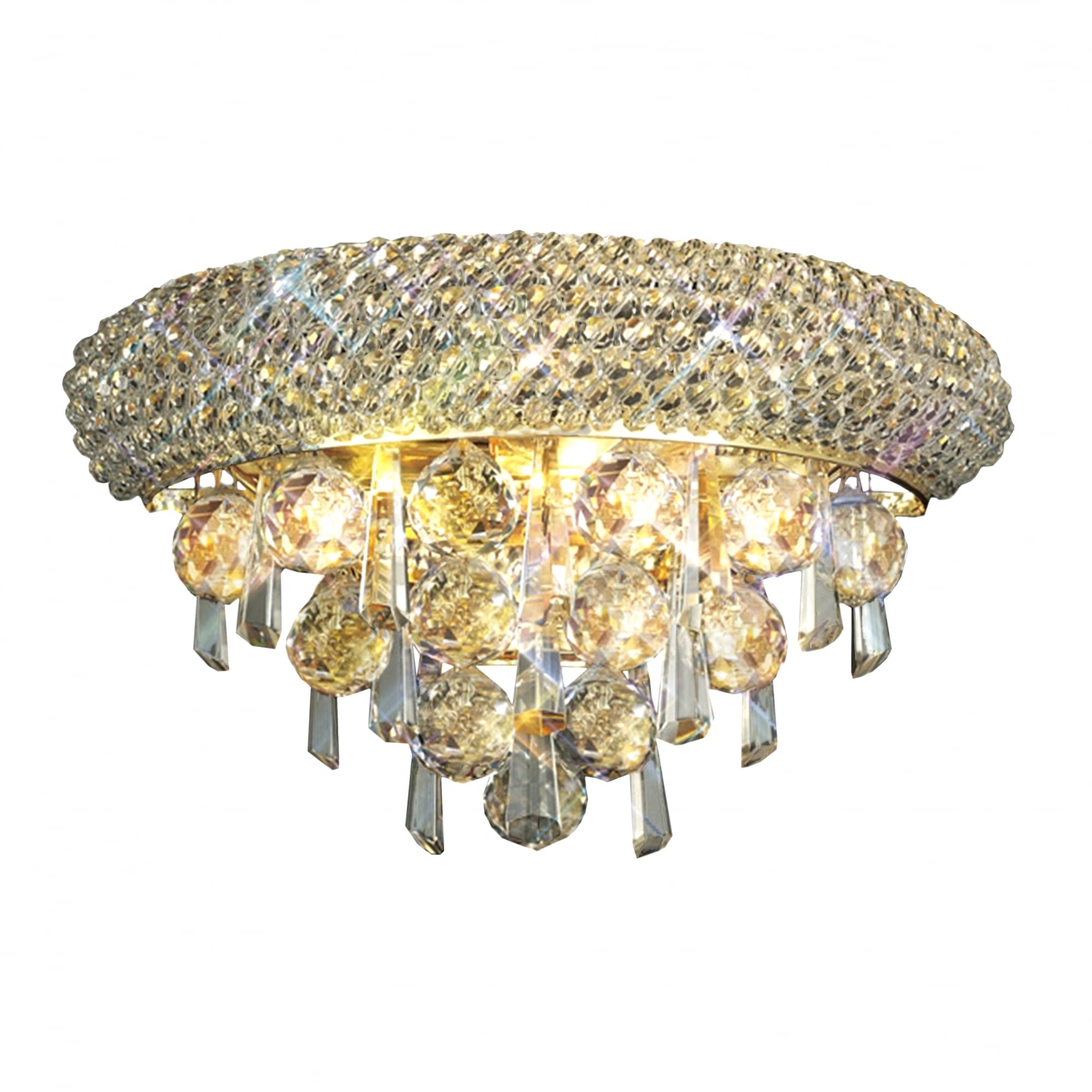 Diyas Alexandra Small 2 Light Wall Light - French Gold & Crystal