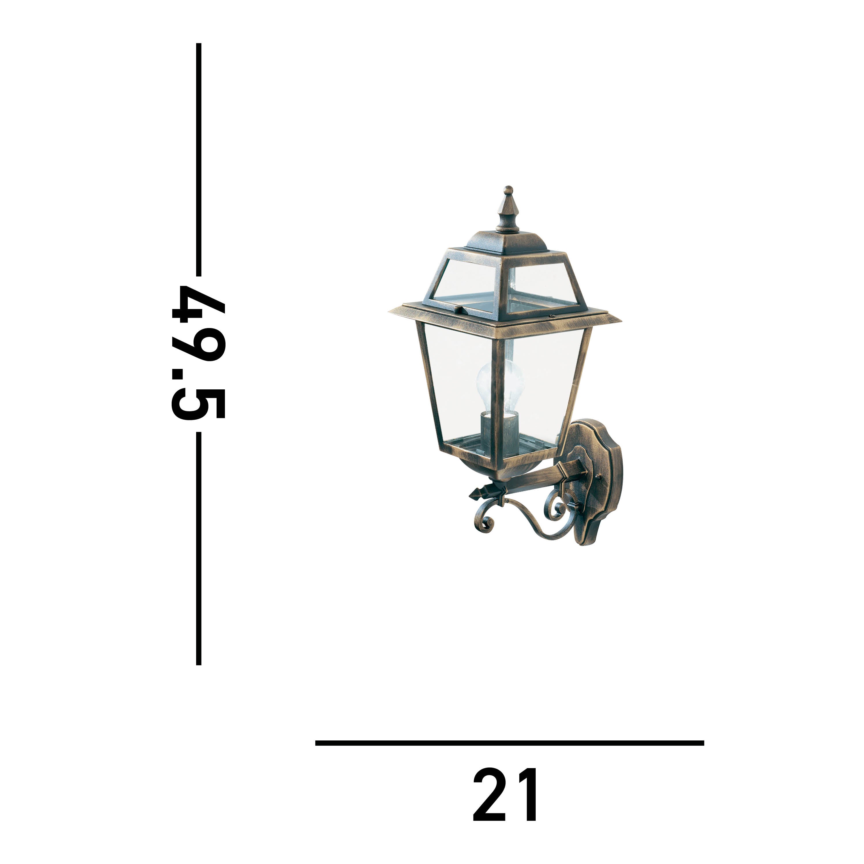 Searchlight Needham Outdoor Wall Light - Black Gold & Clear Glass - IP44