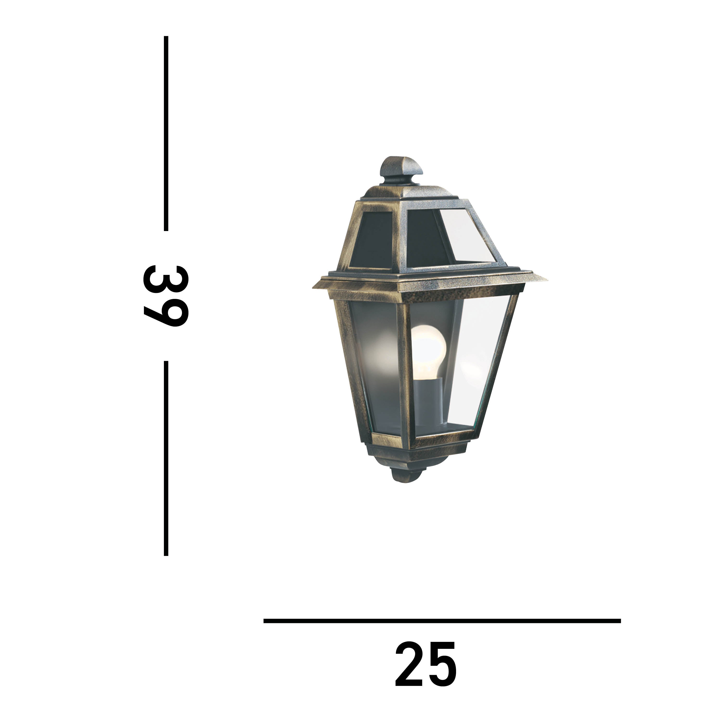 Searchlight Needham Outdoor Flush Wall Light - Black Gold & Glass - IP44