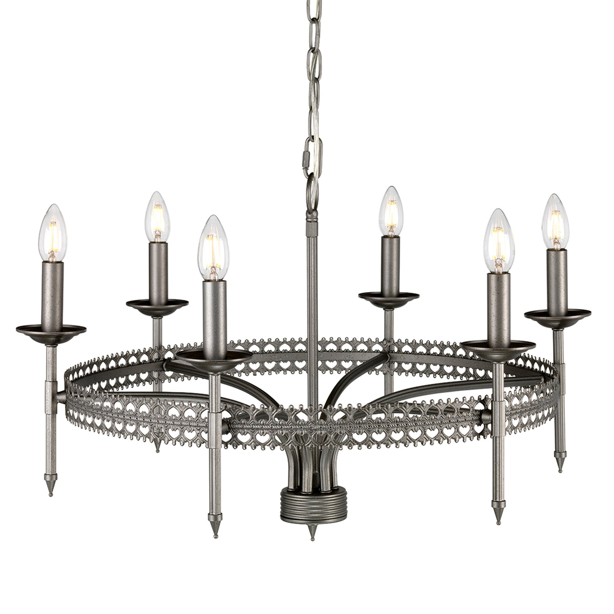 Elstead Crown 6 Light Chandelier - Iron Gate