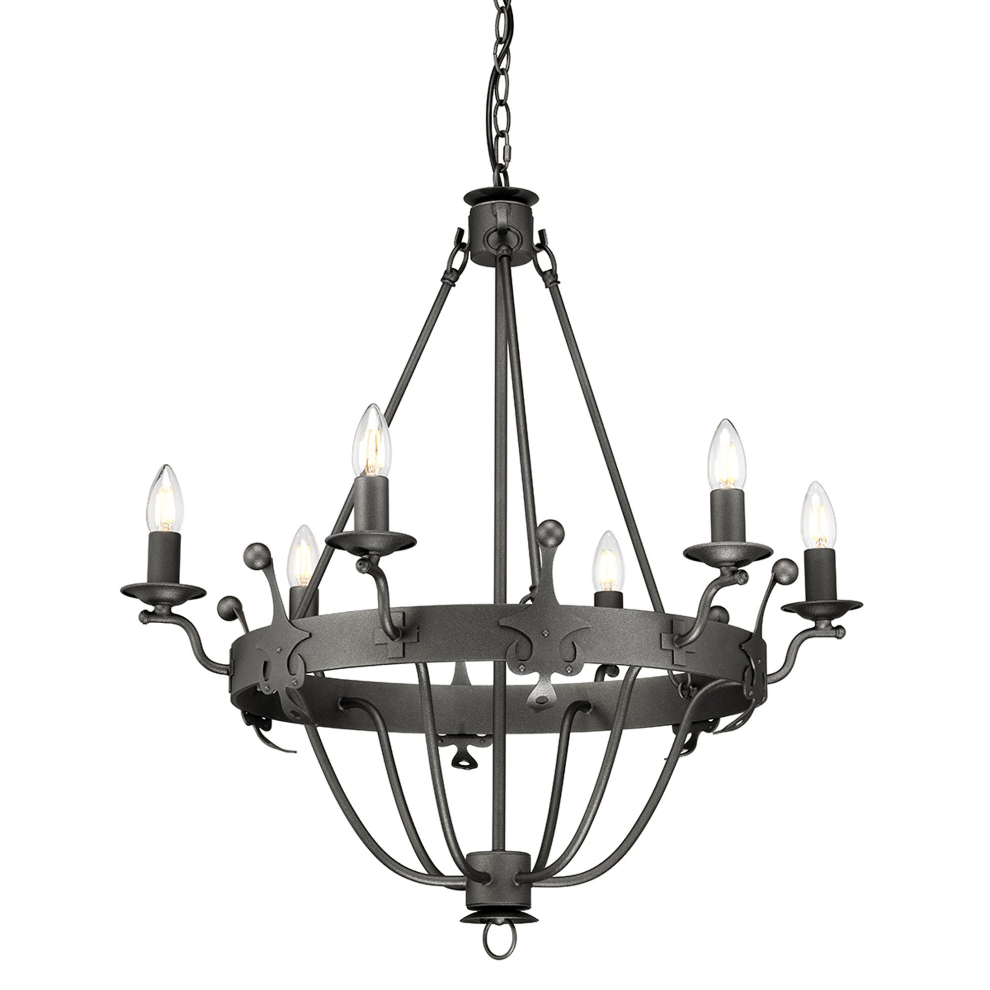 Elstead Windsor 6 Light Chandelier - Graphite
