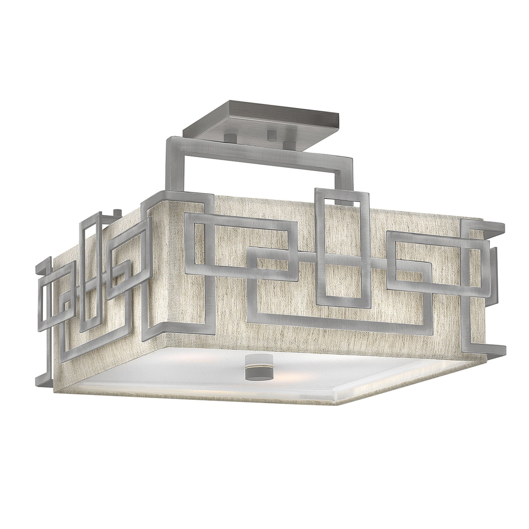 Hinkley Lanza 3 Light Semi Flush Fitting - Antique Nickel