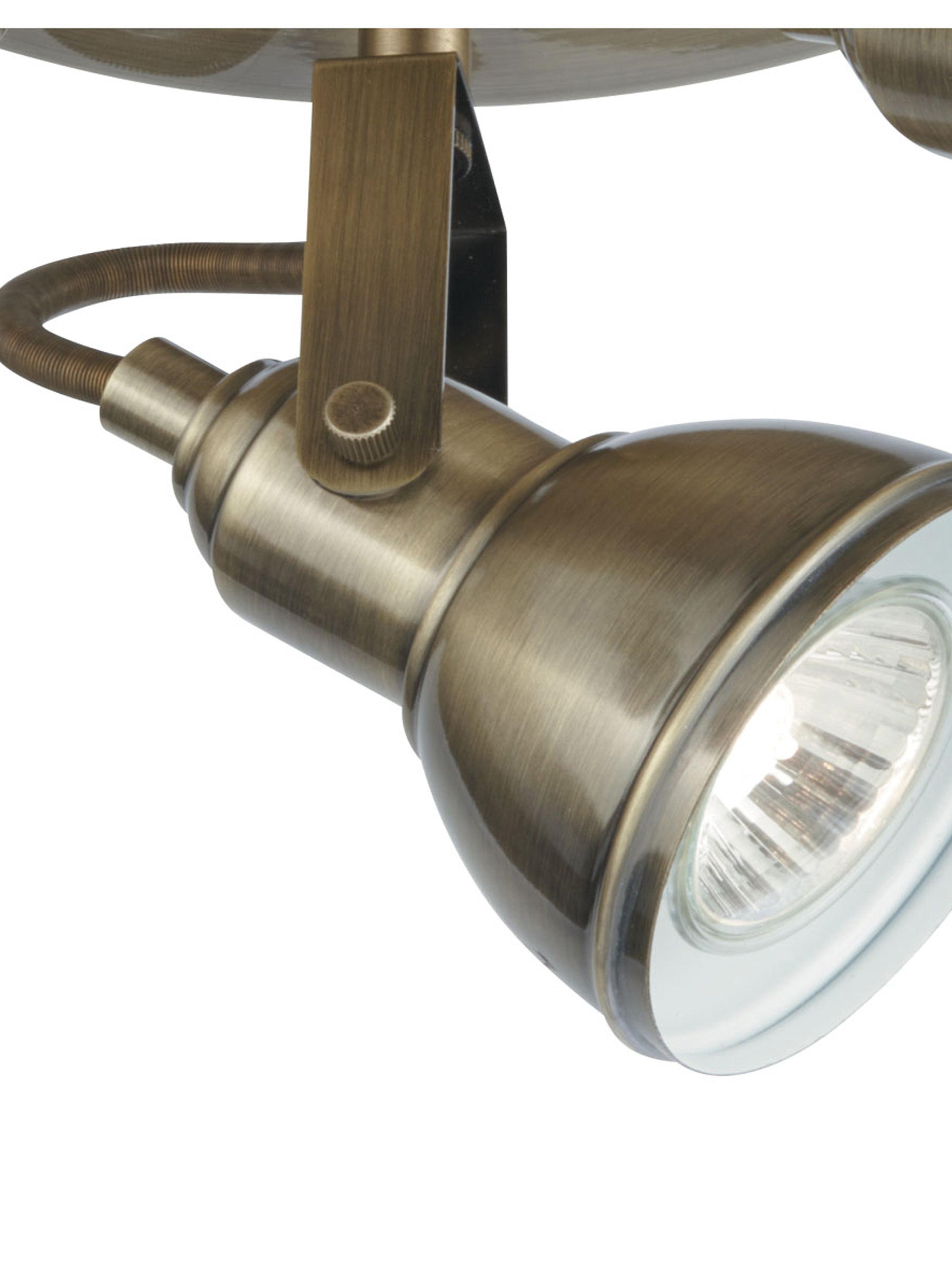 Searchlight Fielding 3 Light Antique Brass Ceiling Spotlight With Round Plate