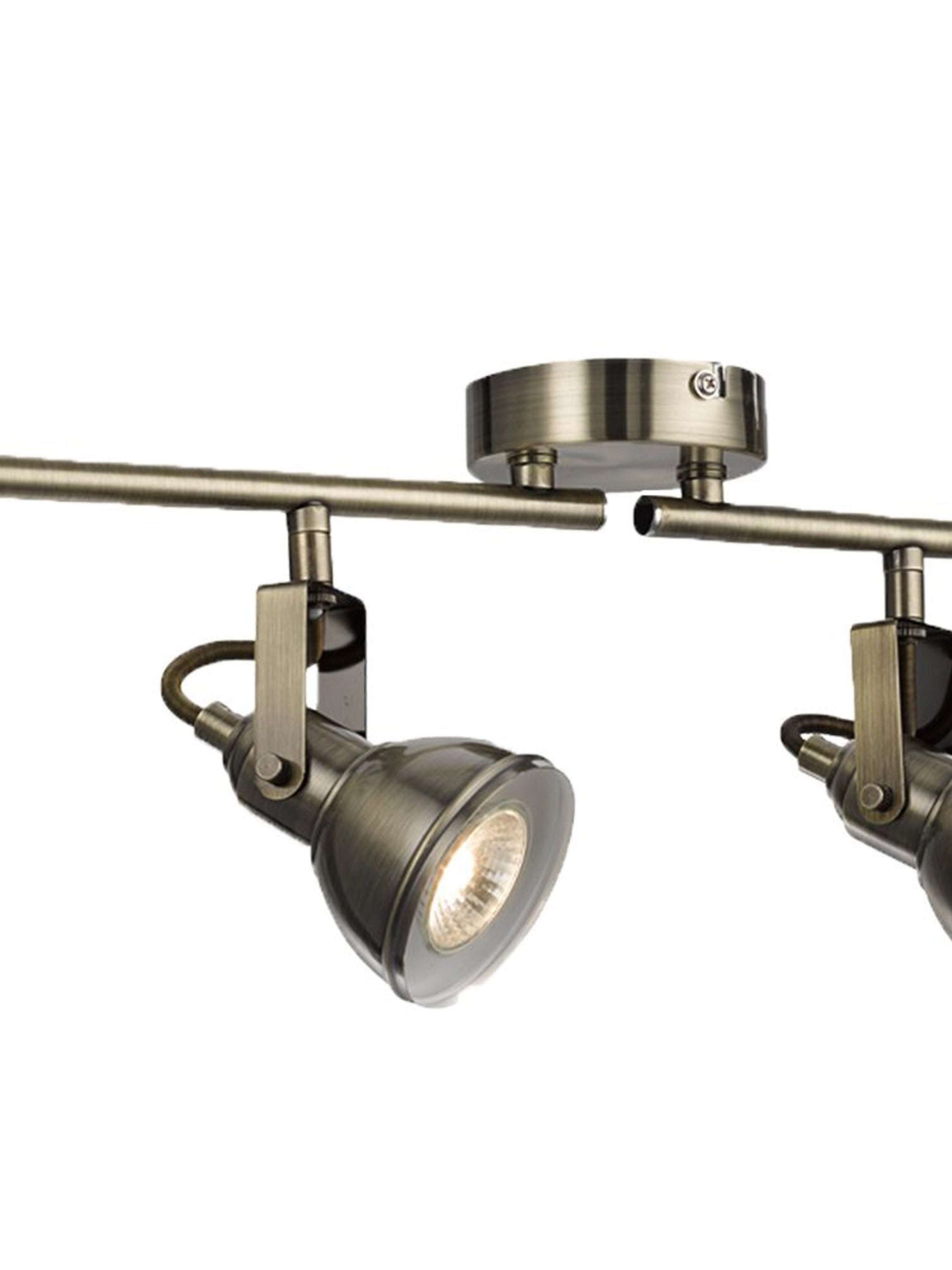 Searchlight Fielding 4 Light Antique Brass Ceiling Spotlight With Adjustable Bar