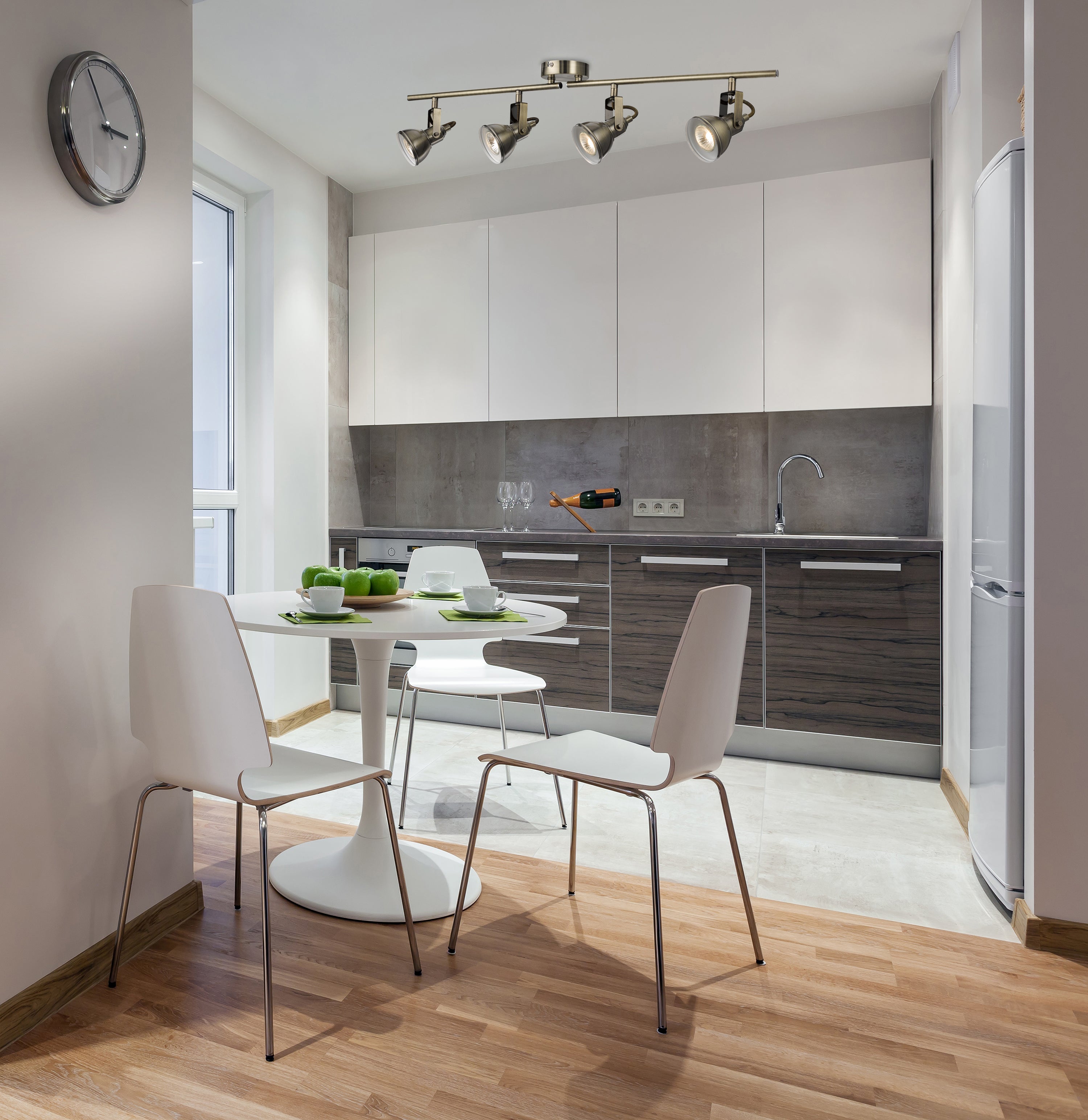 Searchlight Fielding 4 Light Antique Brass Ceiling Spotlight With Adjustable Bar