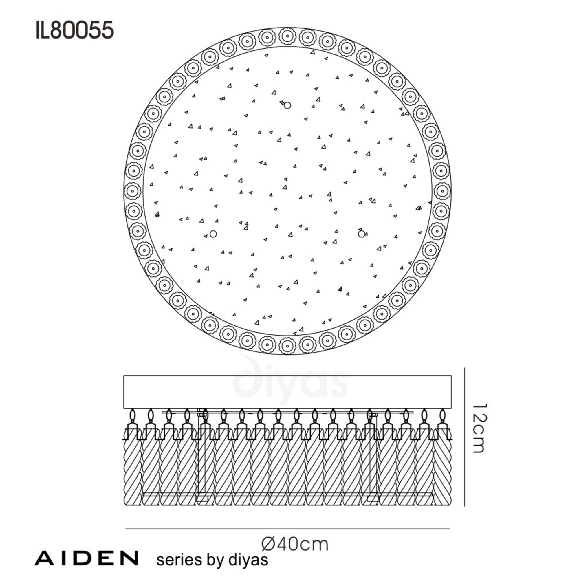 Diyas IL80055 Aiden Large Round Ceiling 21W 1900lm LED 4200K Polished Chrome/Crystal
