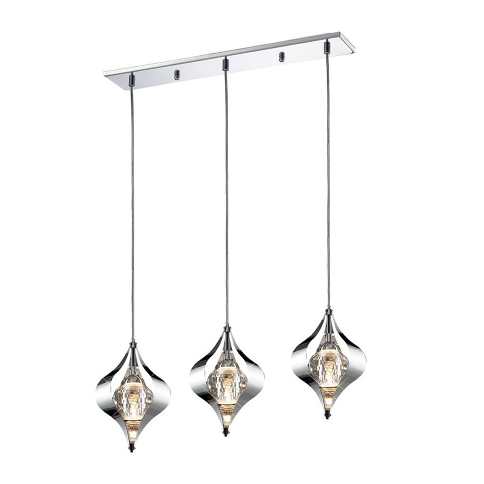 Diyas IL30583 Amano Pendant Line 3 Light Polished Chrome/Crystal