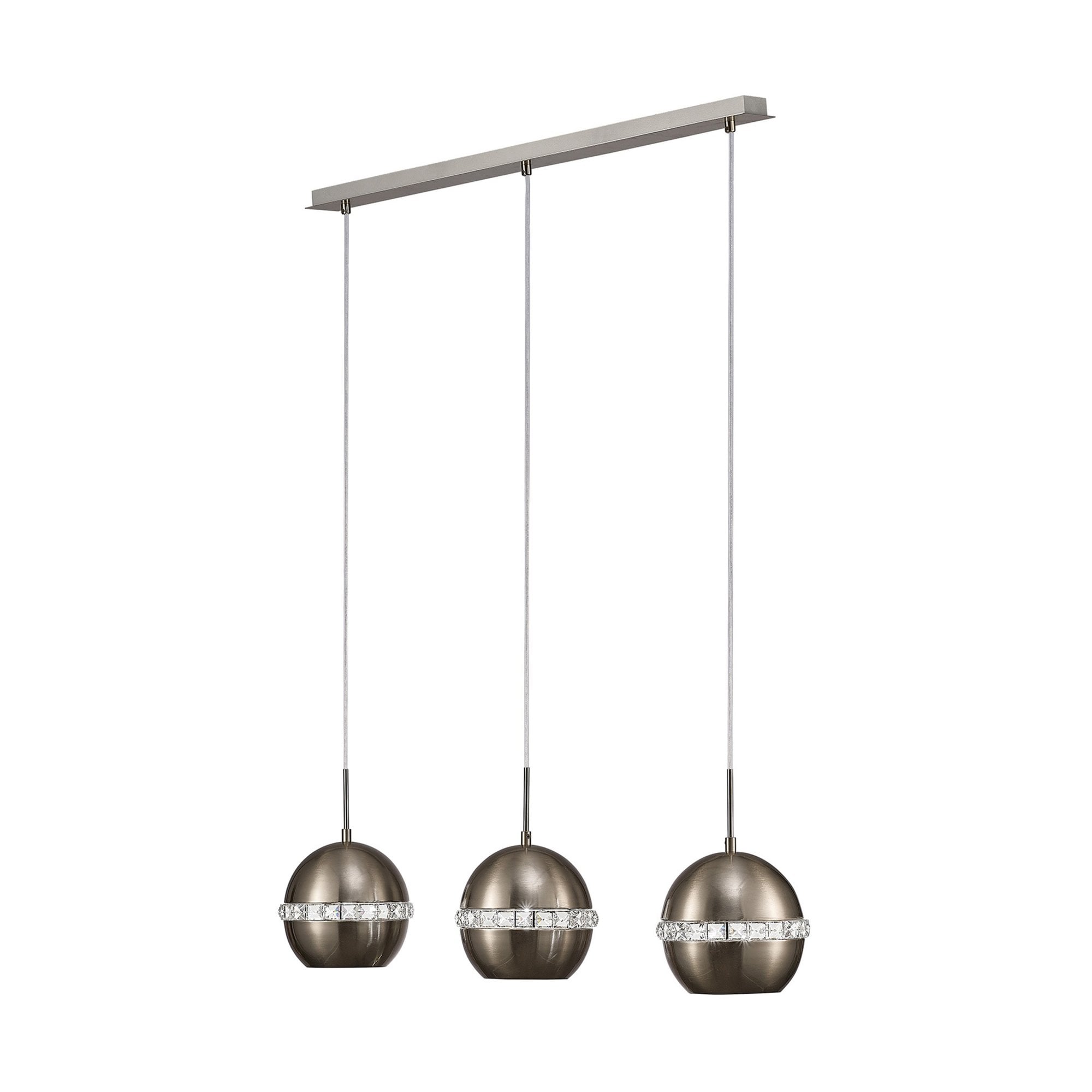 Diyas IL31613 Andrea Pendant 3 Light E27 Linear Polished Chrome/Crystal