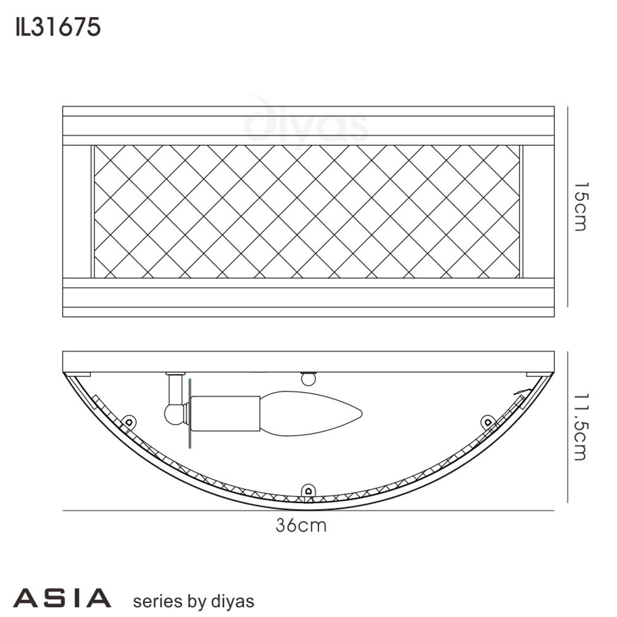 Diyas IL31675 Asia Wall Light 1 Light E14 Oiled Bronze/Clear Glass