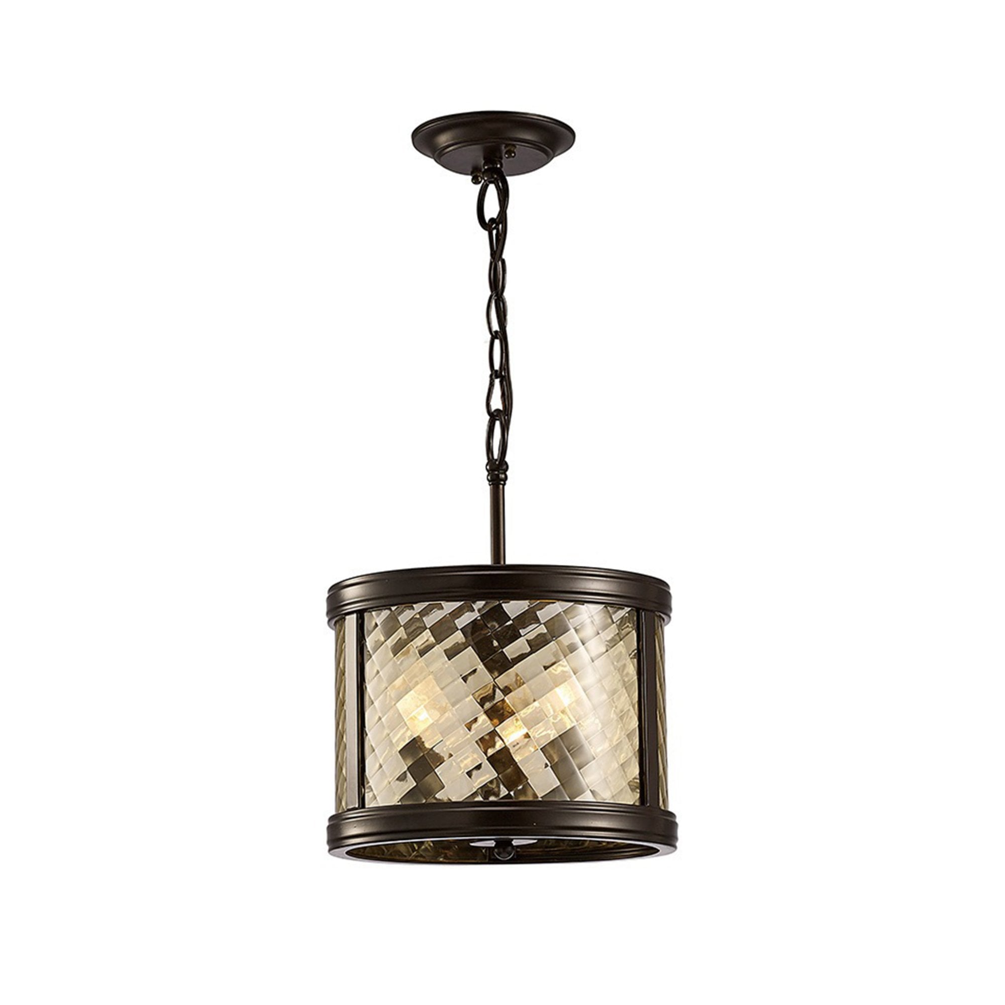 Diyas IL31676 Asia Pendant/Semi Ceiling Convertible 3 Light E14 Oiled Bronze/Clear Glass