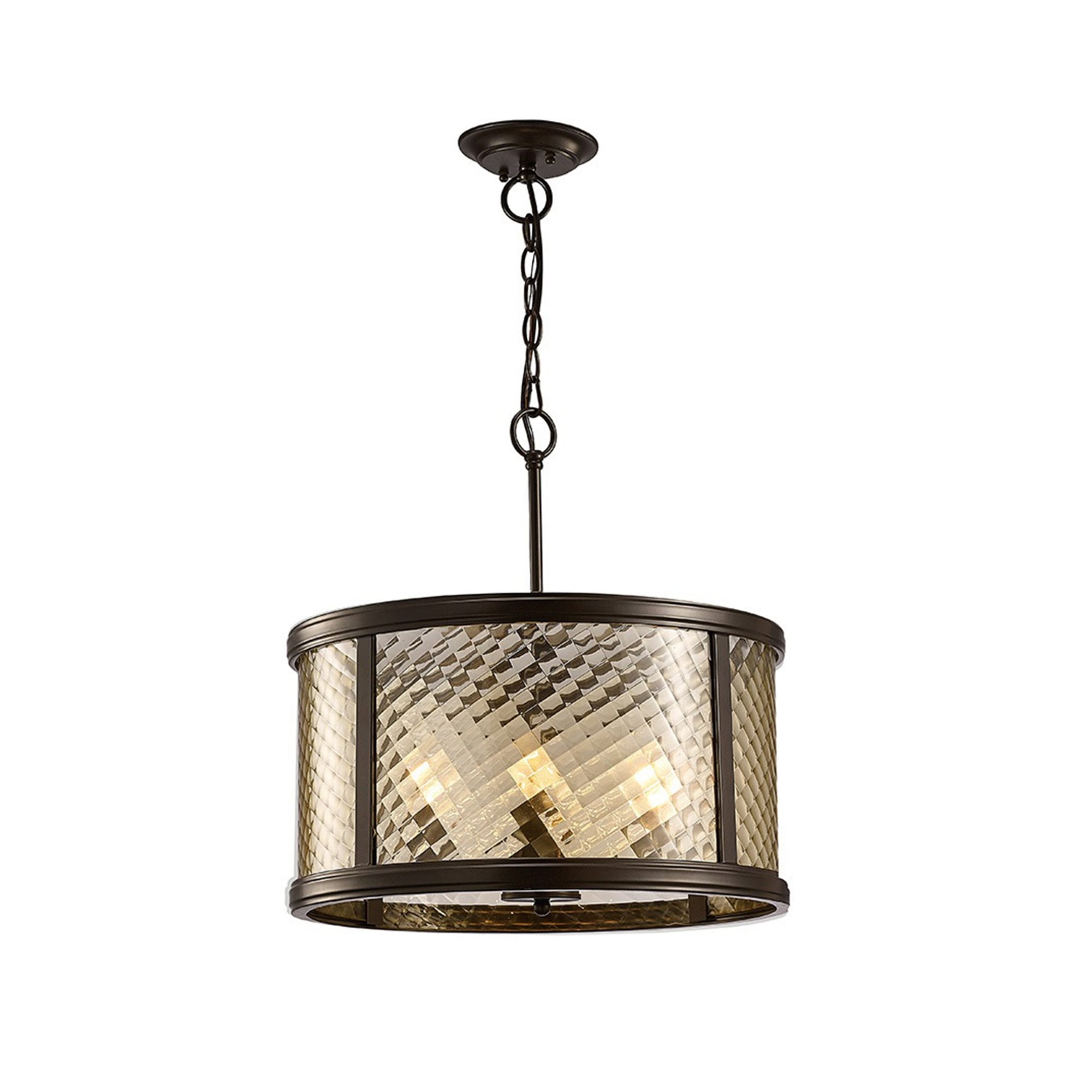 Diyas IL31677 Asia Pendant 4 Light E14 Oiled Bronze/Clear Glass