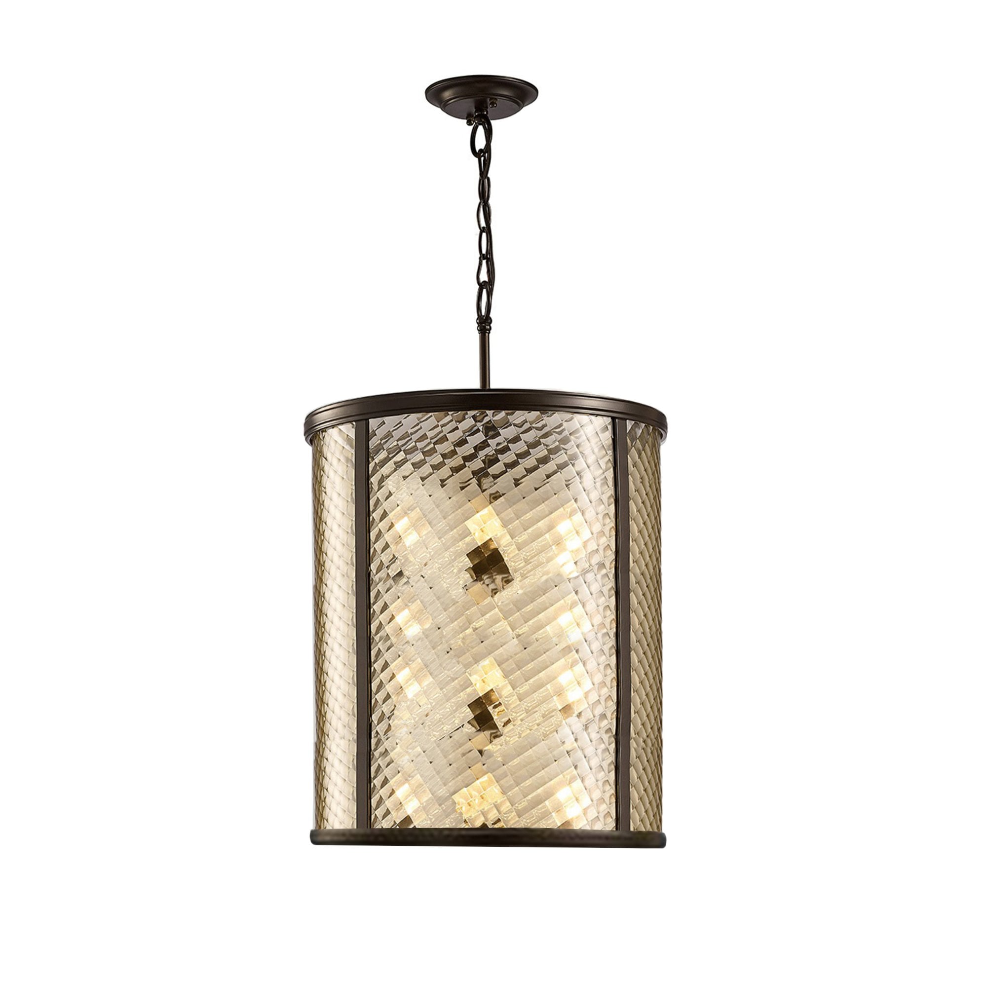 Diyas IL31678 Asia Pendant 8 Light E14 Oiled Bronze/Clear Glass