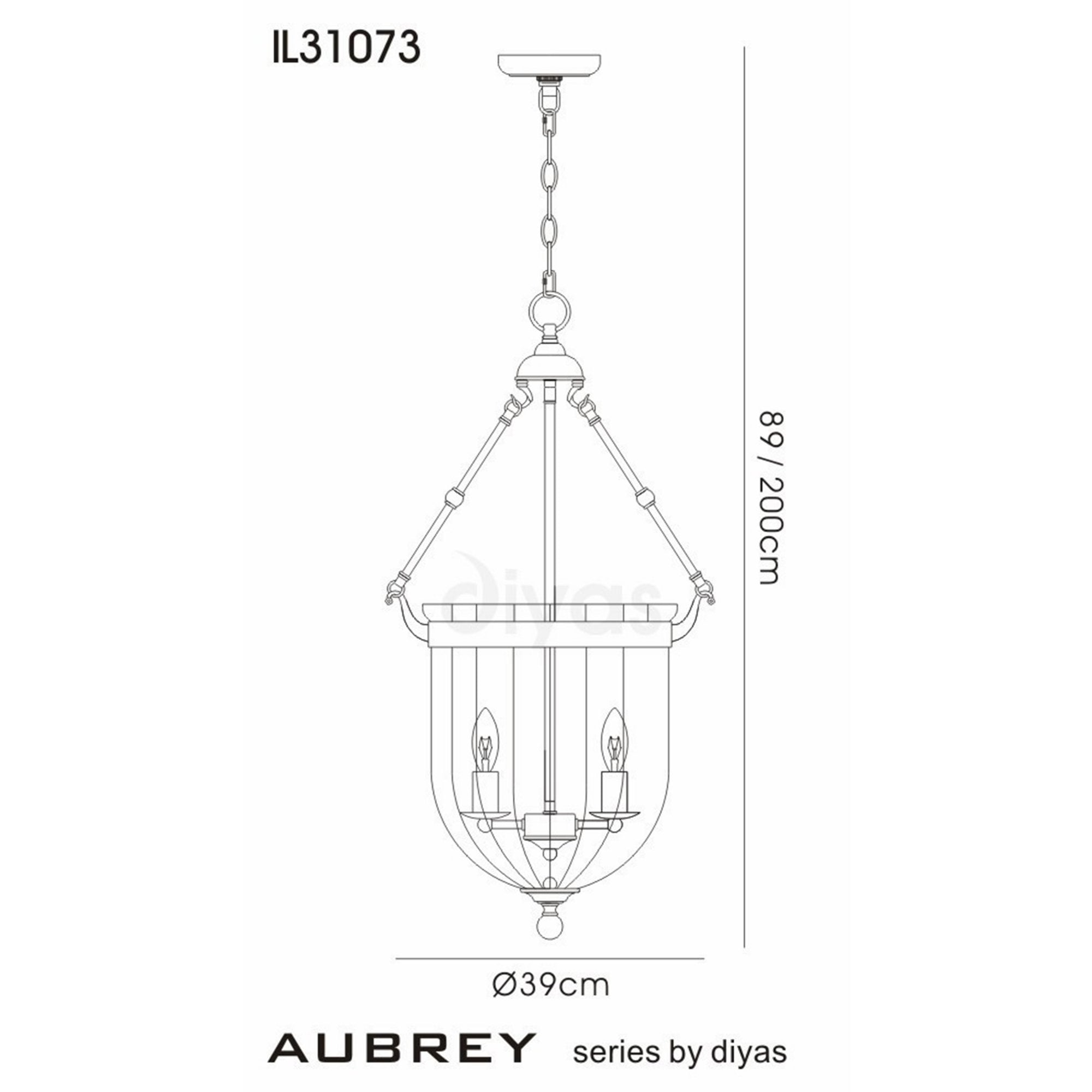 Diyas IL31073 Aubrey Pendant 4 Light Polished Chrome/Glass