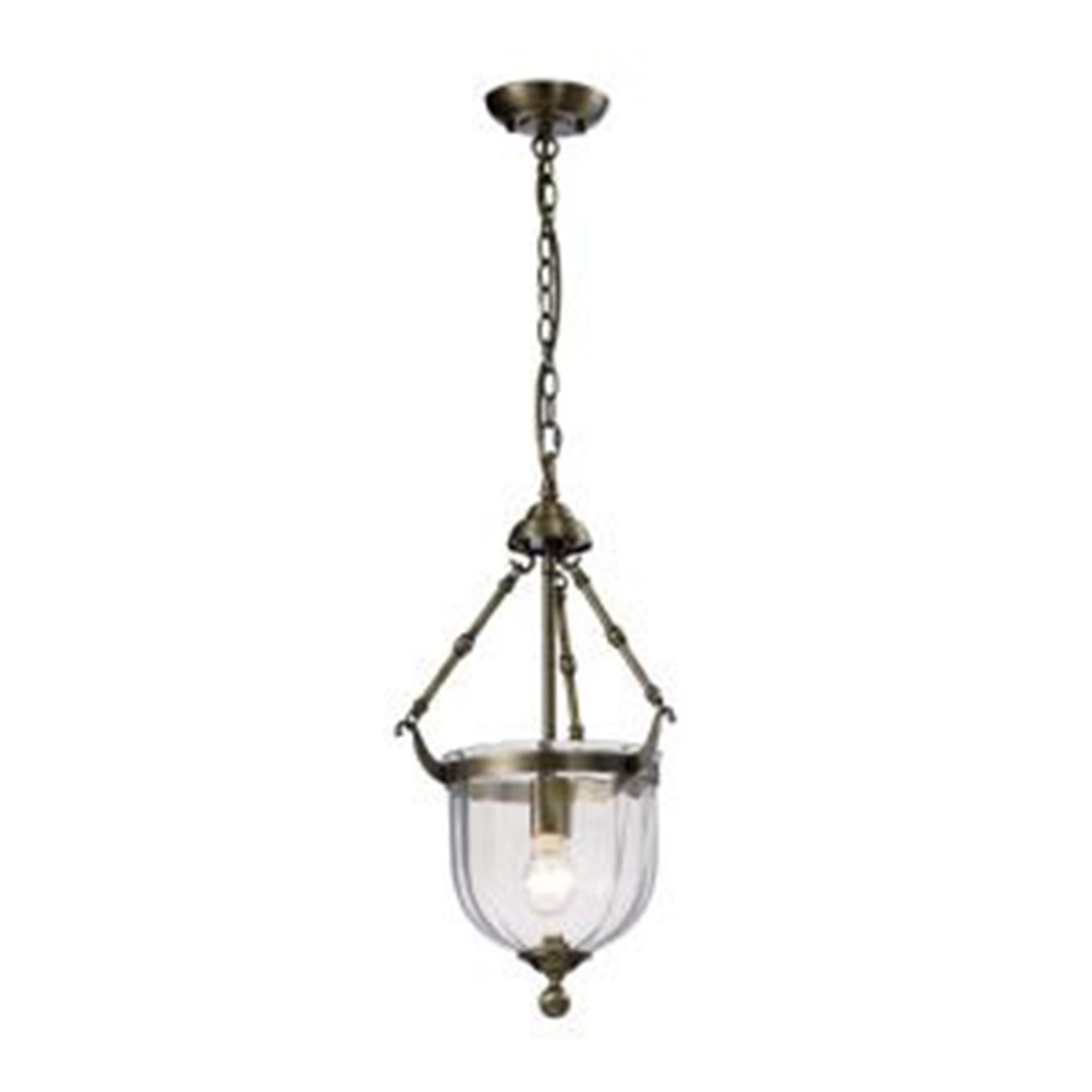 Diyas IL31075 Aubrey Pendant 1 Light Antique Brass/Glass