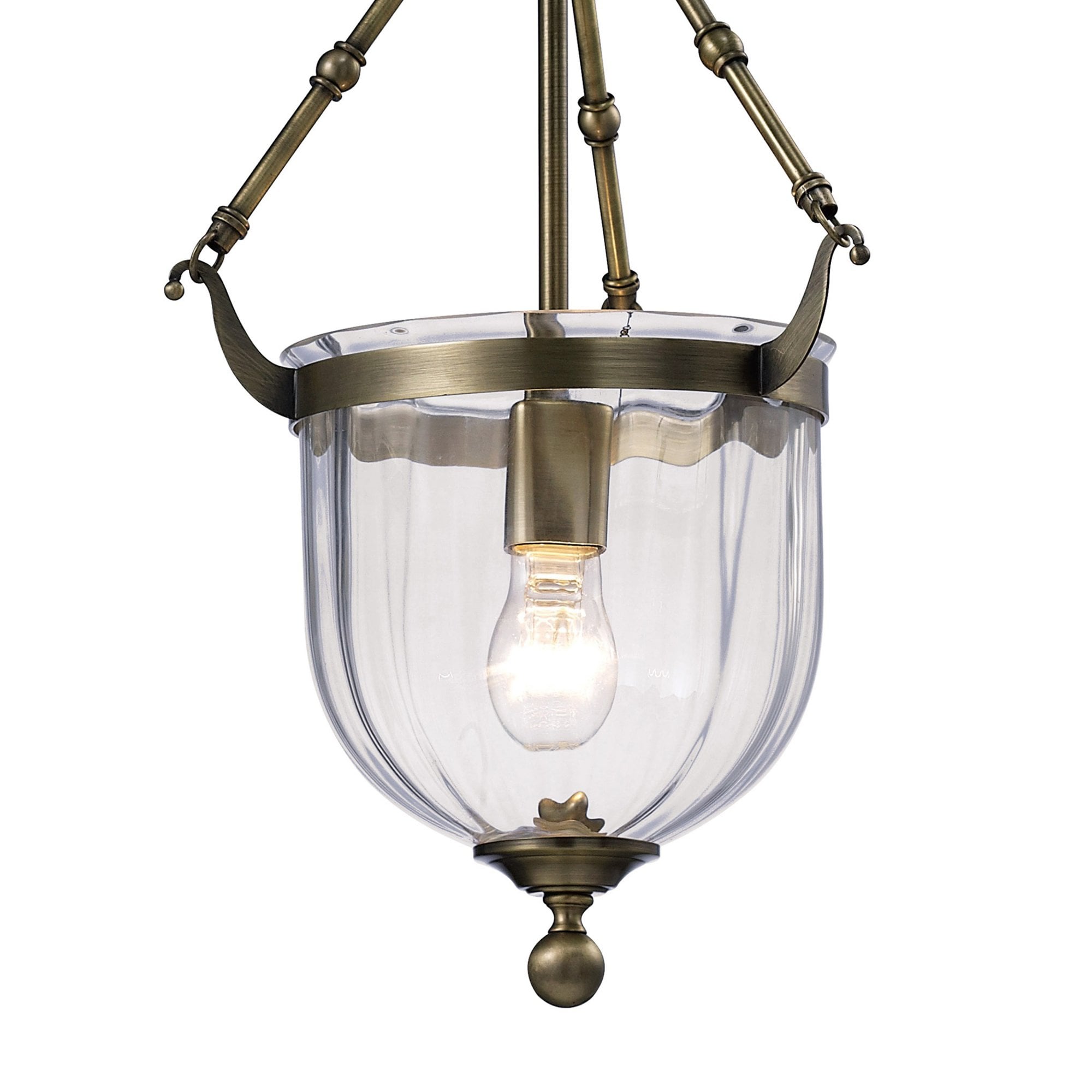 Diyas IL31075 Aubrey Pendant 1 Light Antique Brass/Glass