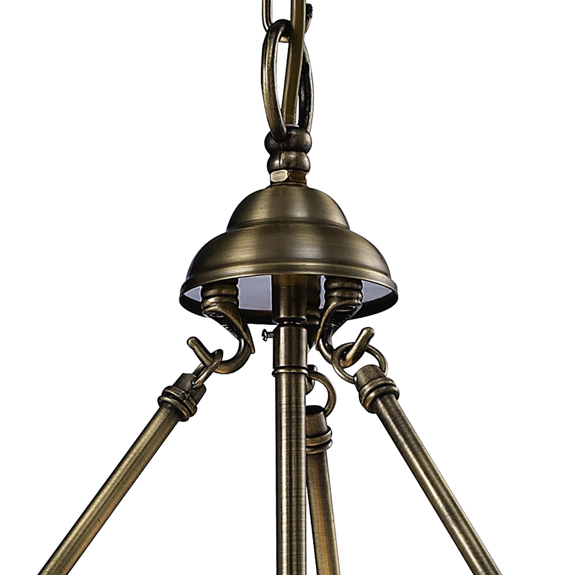 Diyas IL31077 Aubrey Pendant 4 Light Antique Brass/Glass