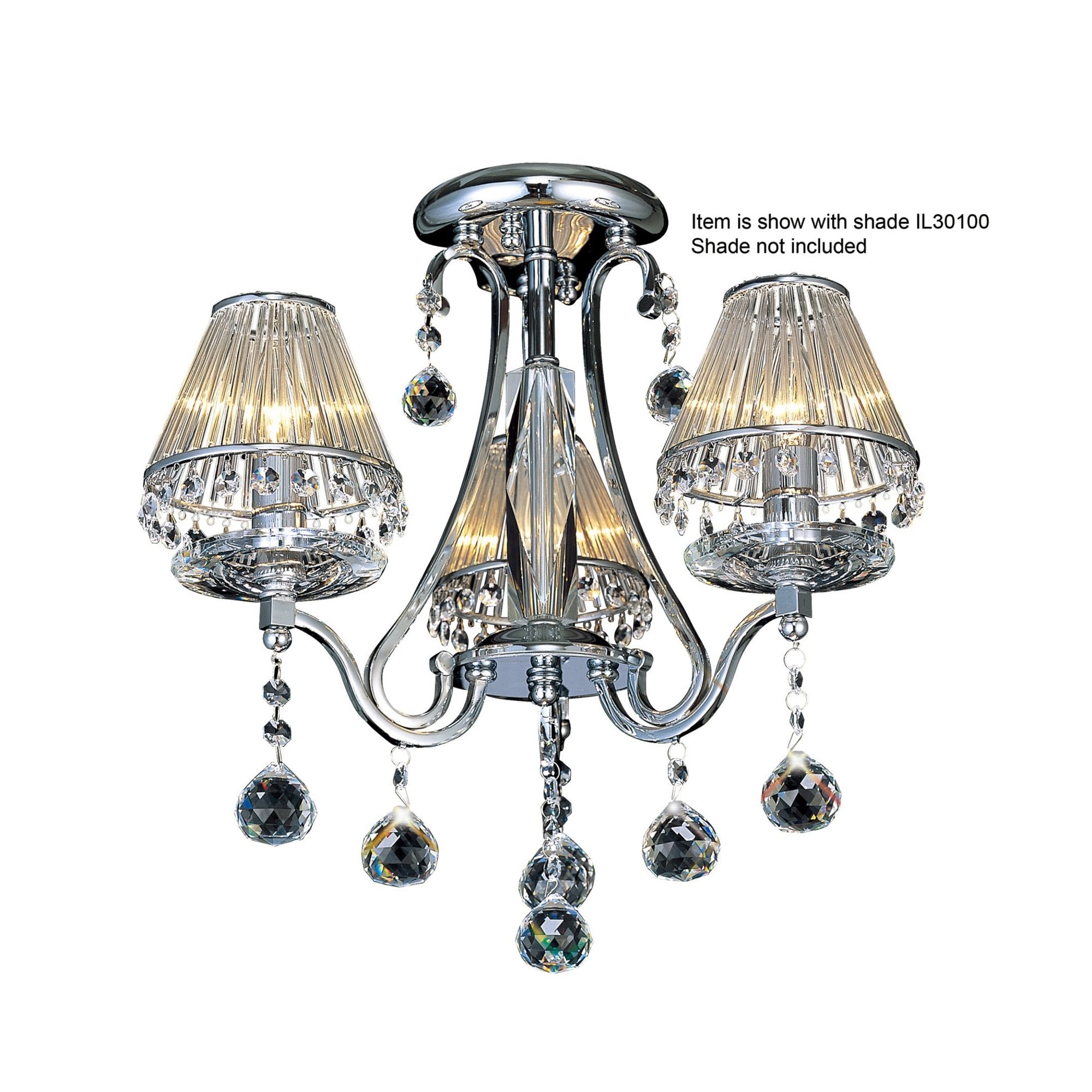 Diyas IL30113 Bianco Ceiling 3 Light Polished Chrome/Crystal