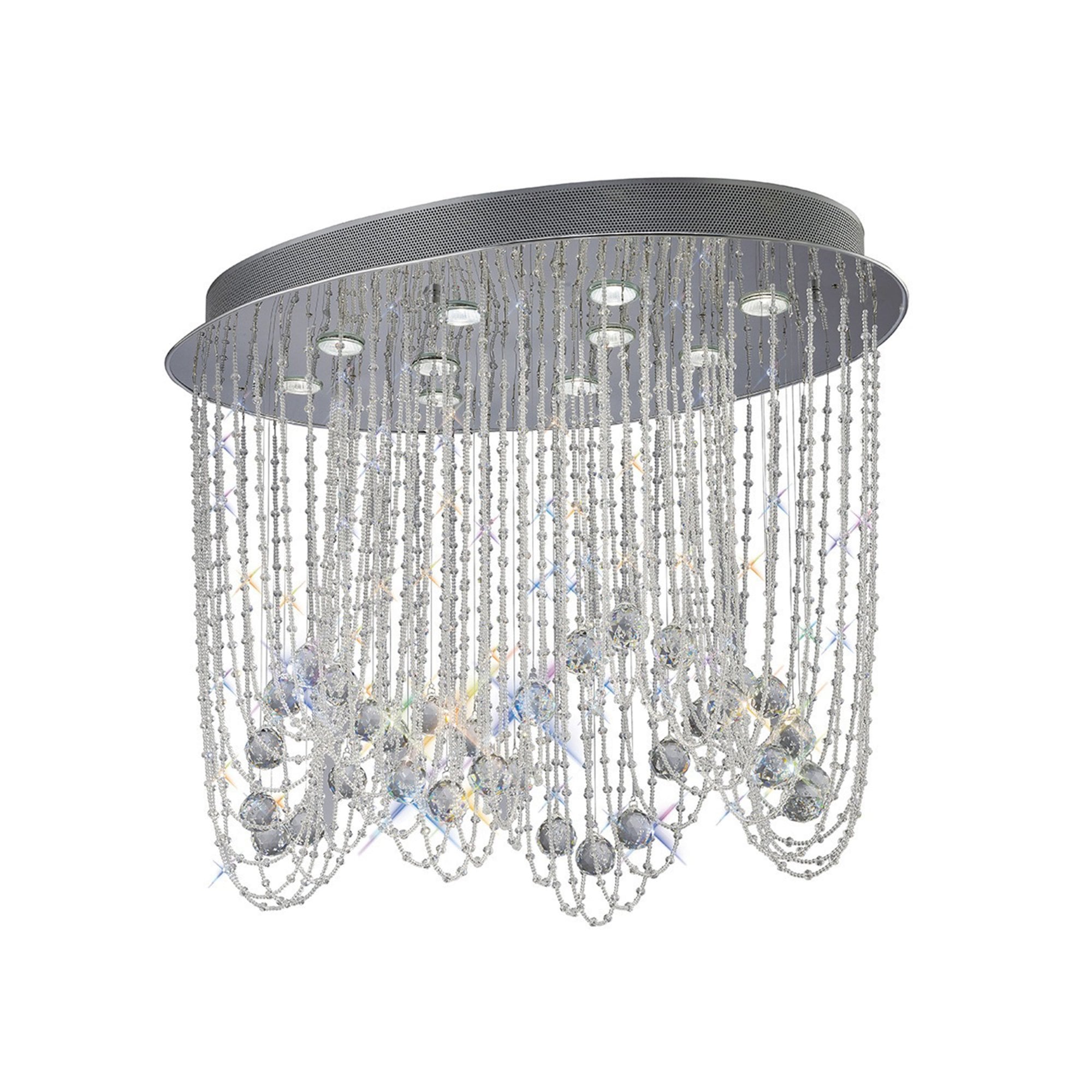 Diyas IL31392 Camilla Ceiling Oval 10 Light Polished Chrome/Crystal
