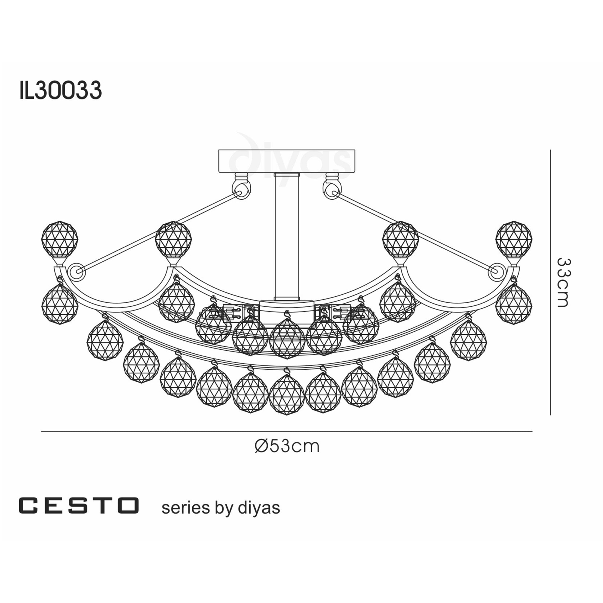Diyas IL30033 Cesto Ceiling 6 Light Polished Chrome/Crystal