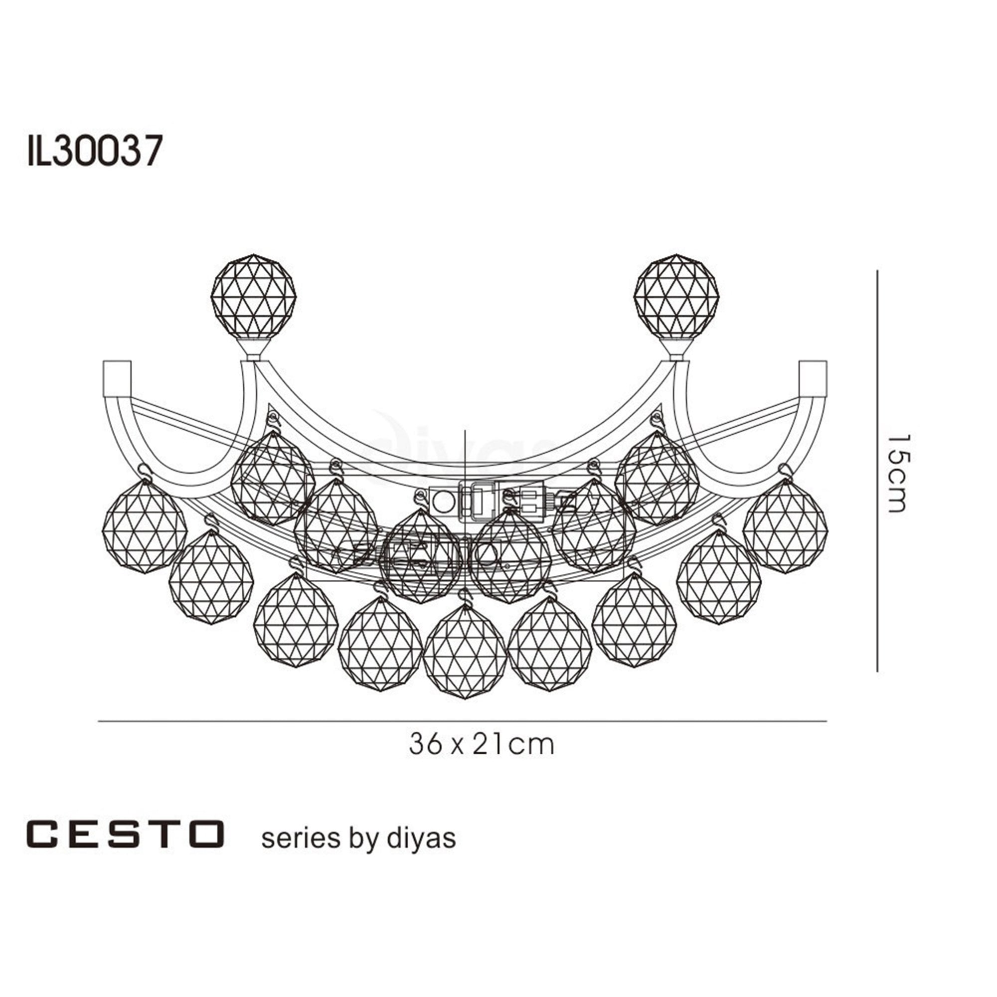 Diyas IL30037 Cesto Wall Light 2 Light Polished Chrome/Crystal