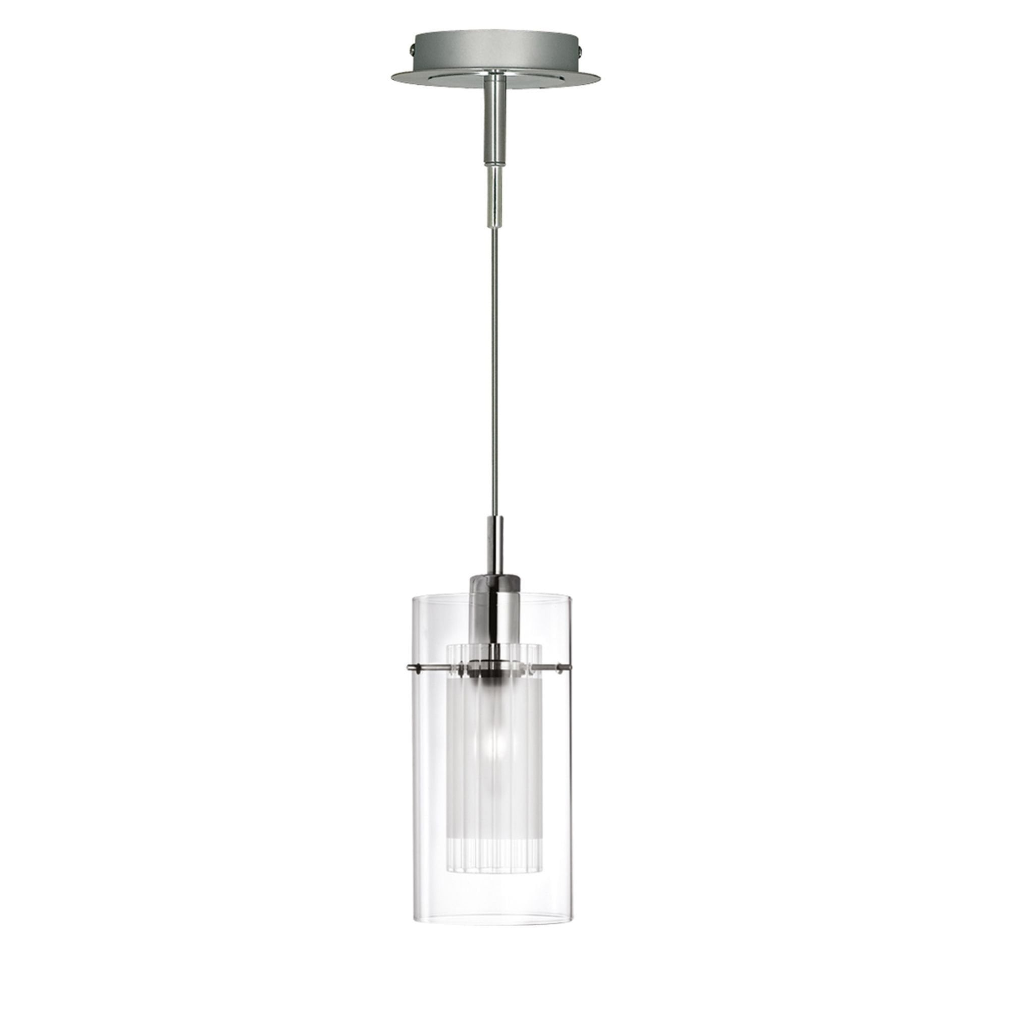Searchlight Dawson 1 Chrome Pendant Light With Double Glass Cylinder Shade