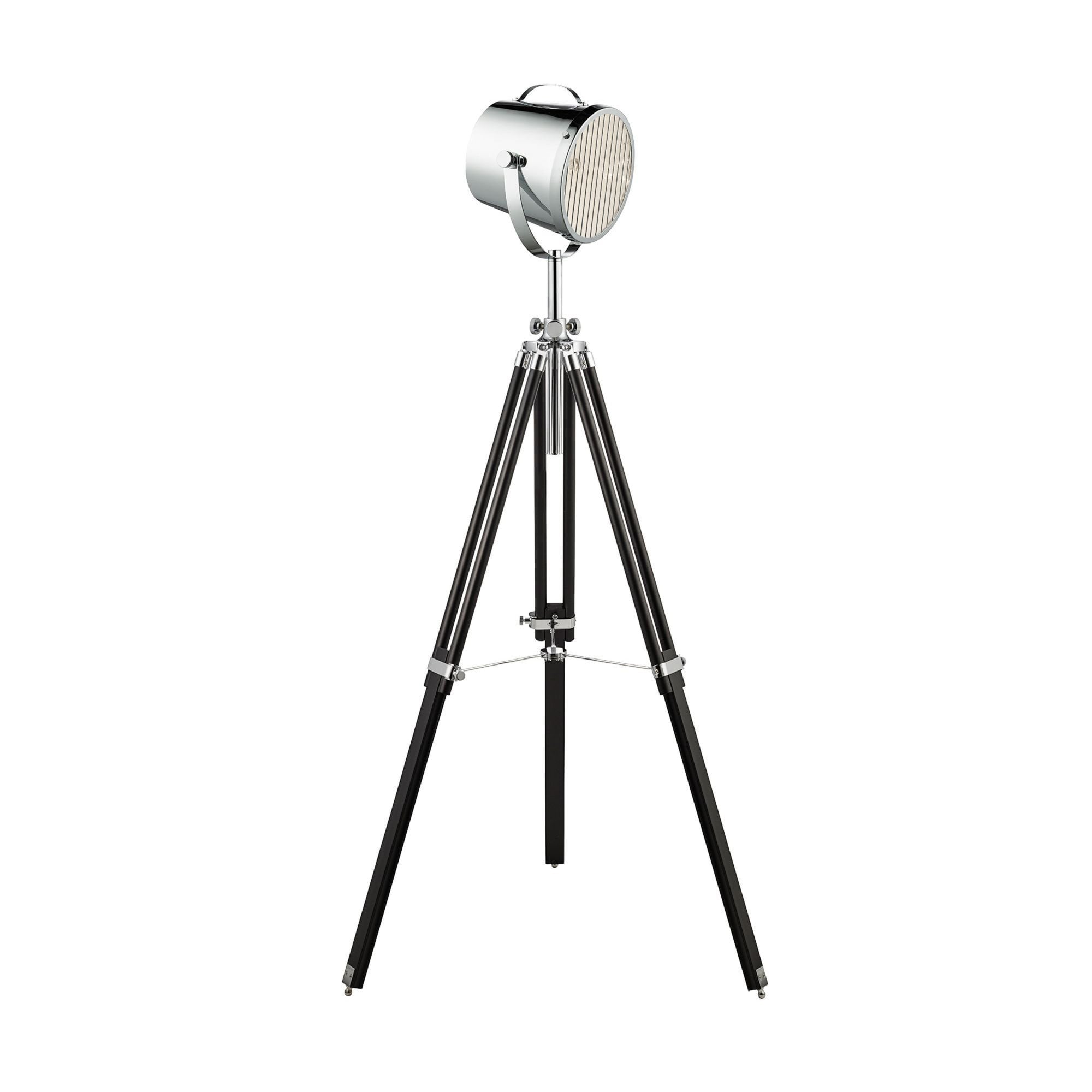 Searchlight Steers Adjustable Stage Light Floor Lamp - Chrome Shade/Black Base