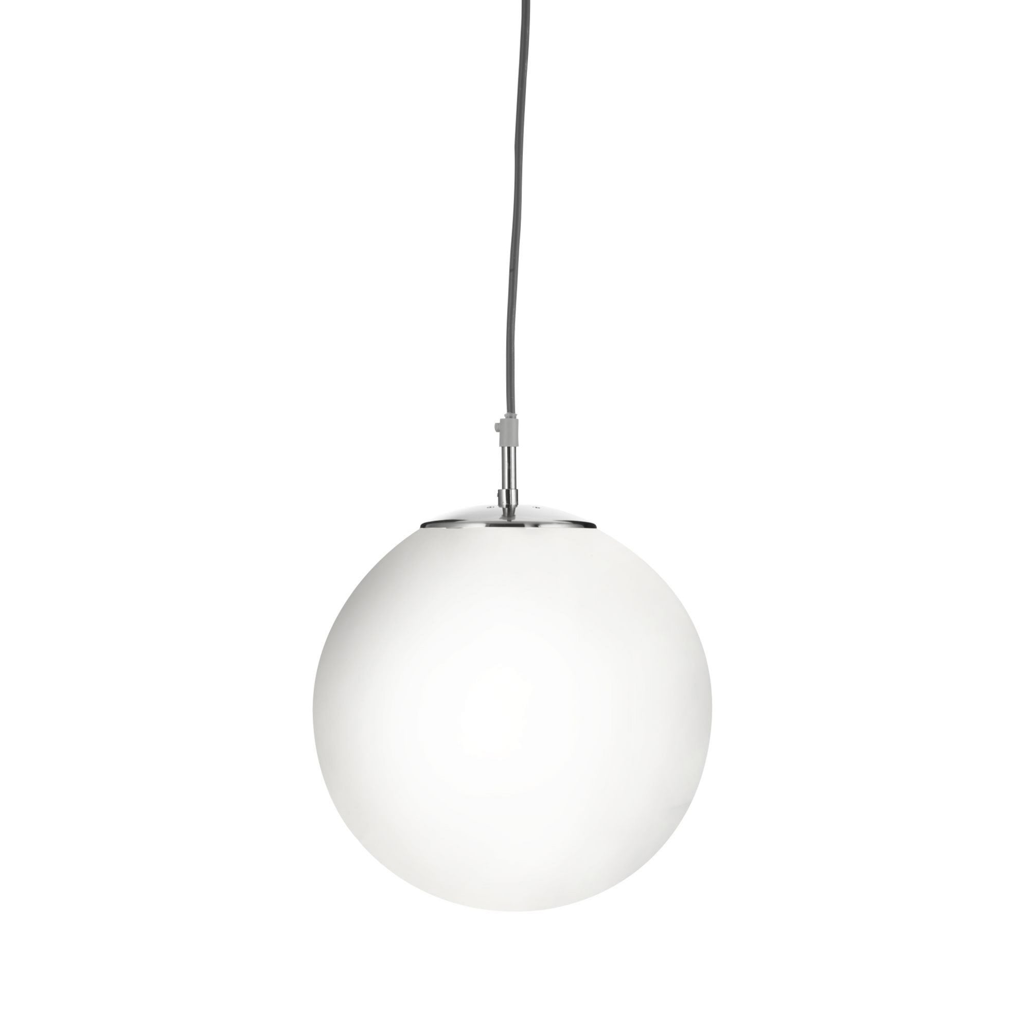 Searchlight Audley Single 25cm Pendant - Satin Silver & Opal Glass
