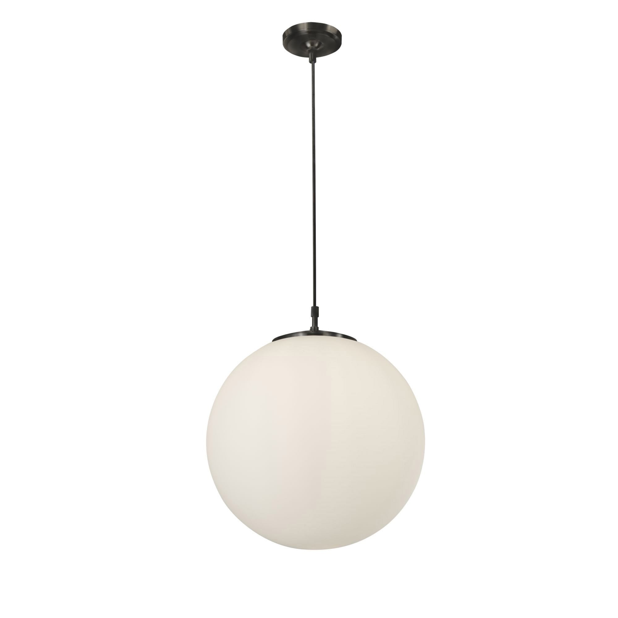 Searchlight Audley - Single Pendant Diameter 40cm) Black, Opal Glass
