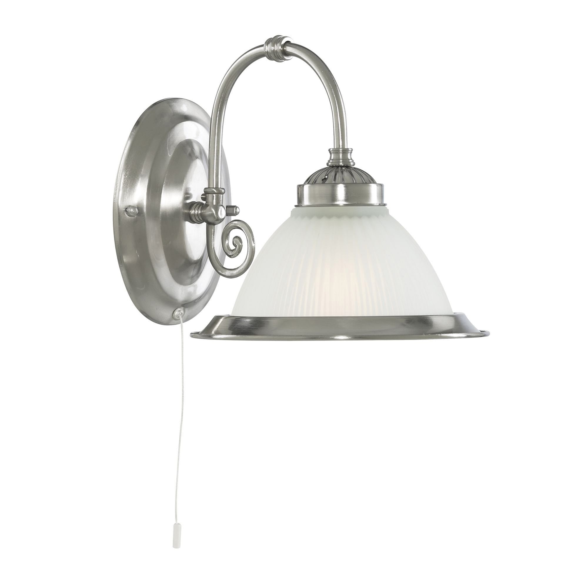 Searchlight Aintree Single Wall Bracket - Satin Silver & Acid Glass