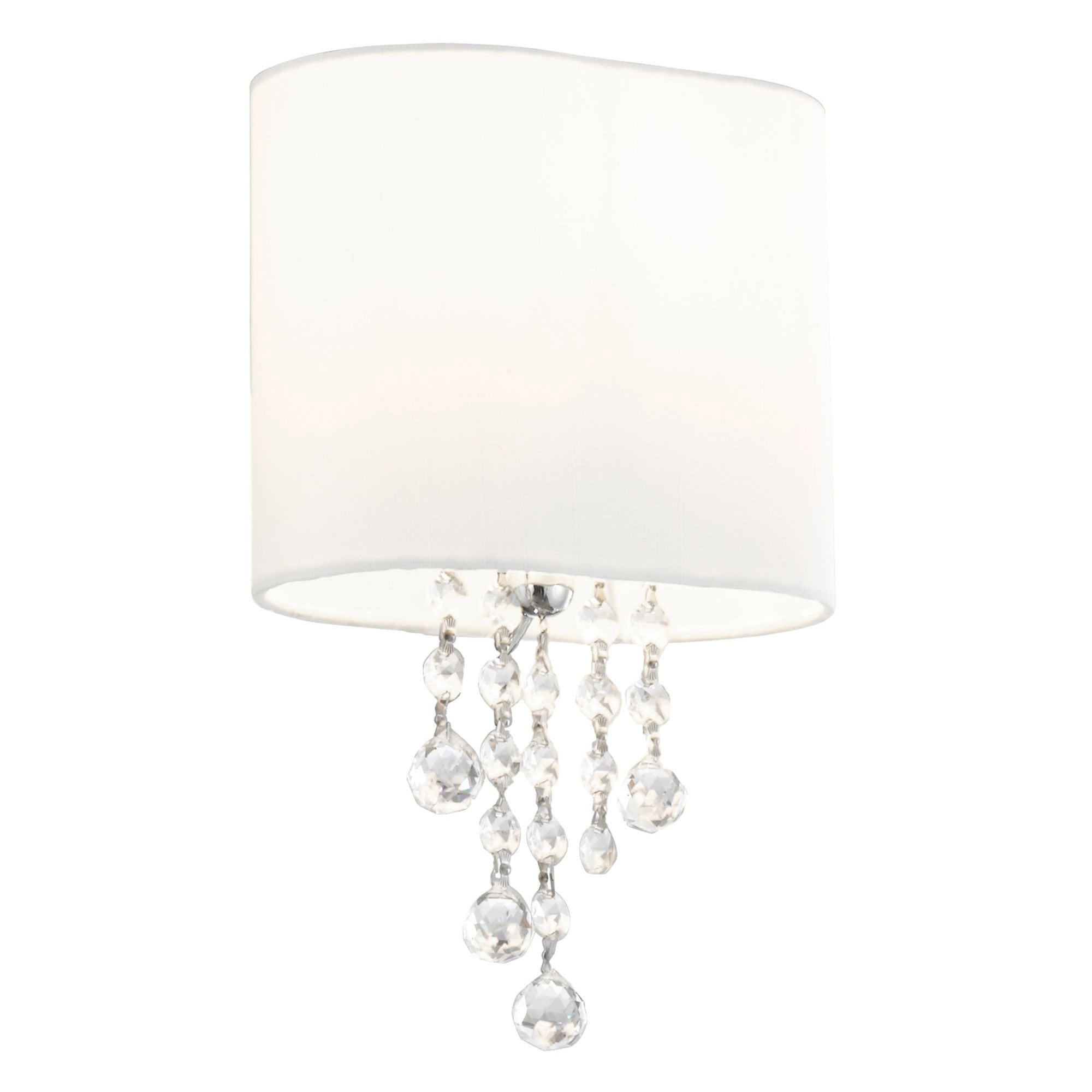 Searchlight Netley - Single Wall Bracket, Chrome, Clear Crystal, White Shade
