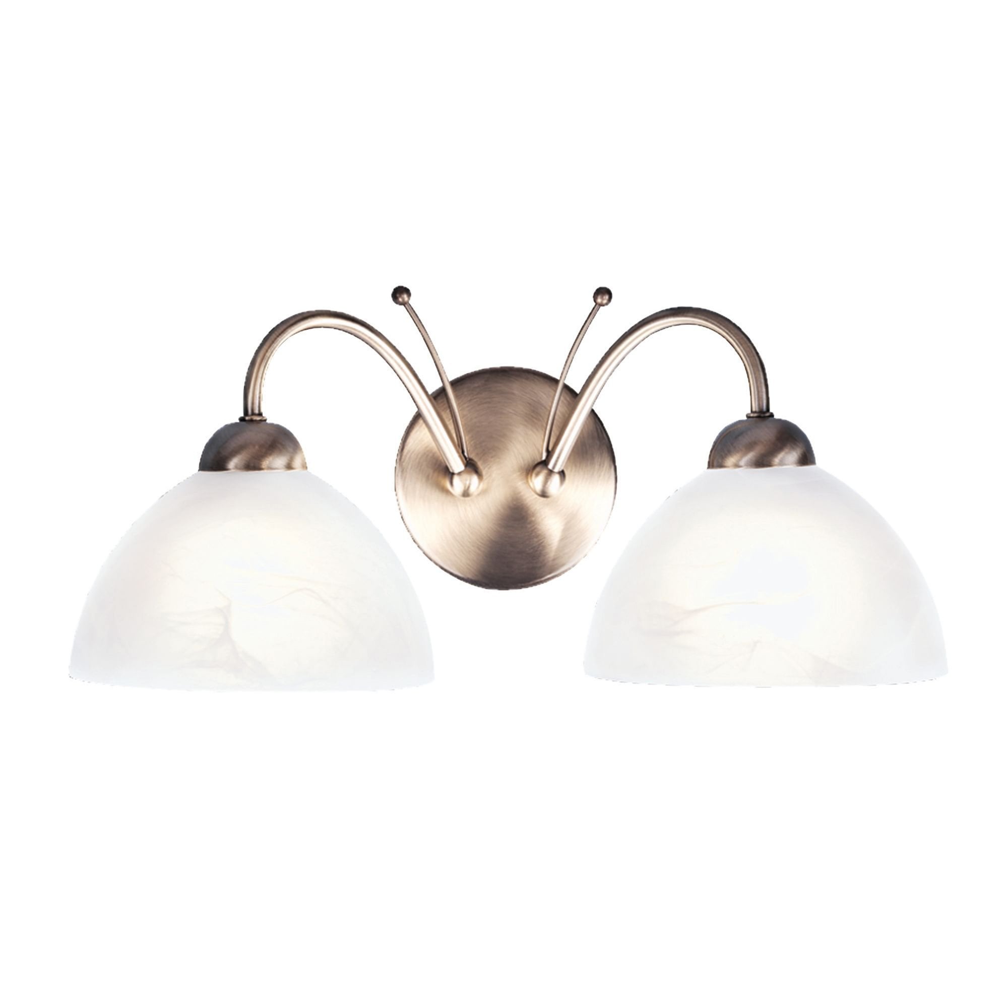 Searchlight Melville - 2 Light Wall Bracket, Antique Brass, Alabaster Glass