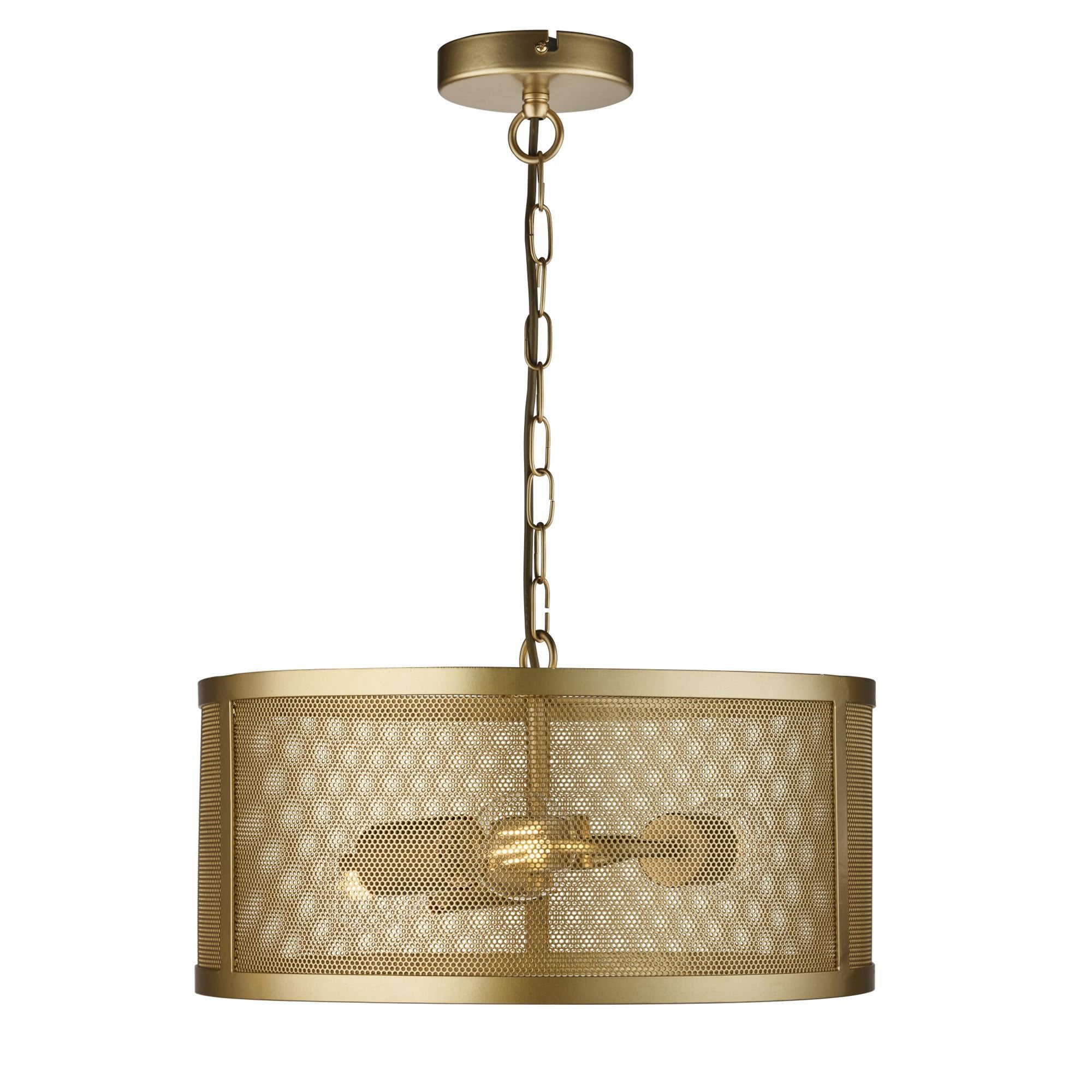 Searchlight Falkner 3 Light Drum Pendant Matt Gold