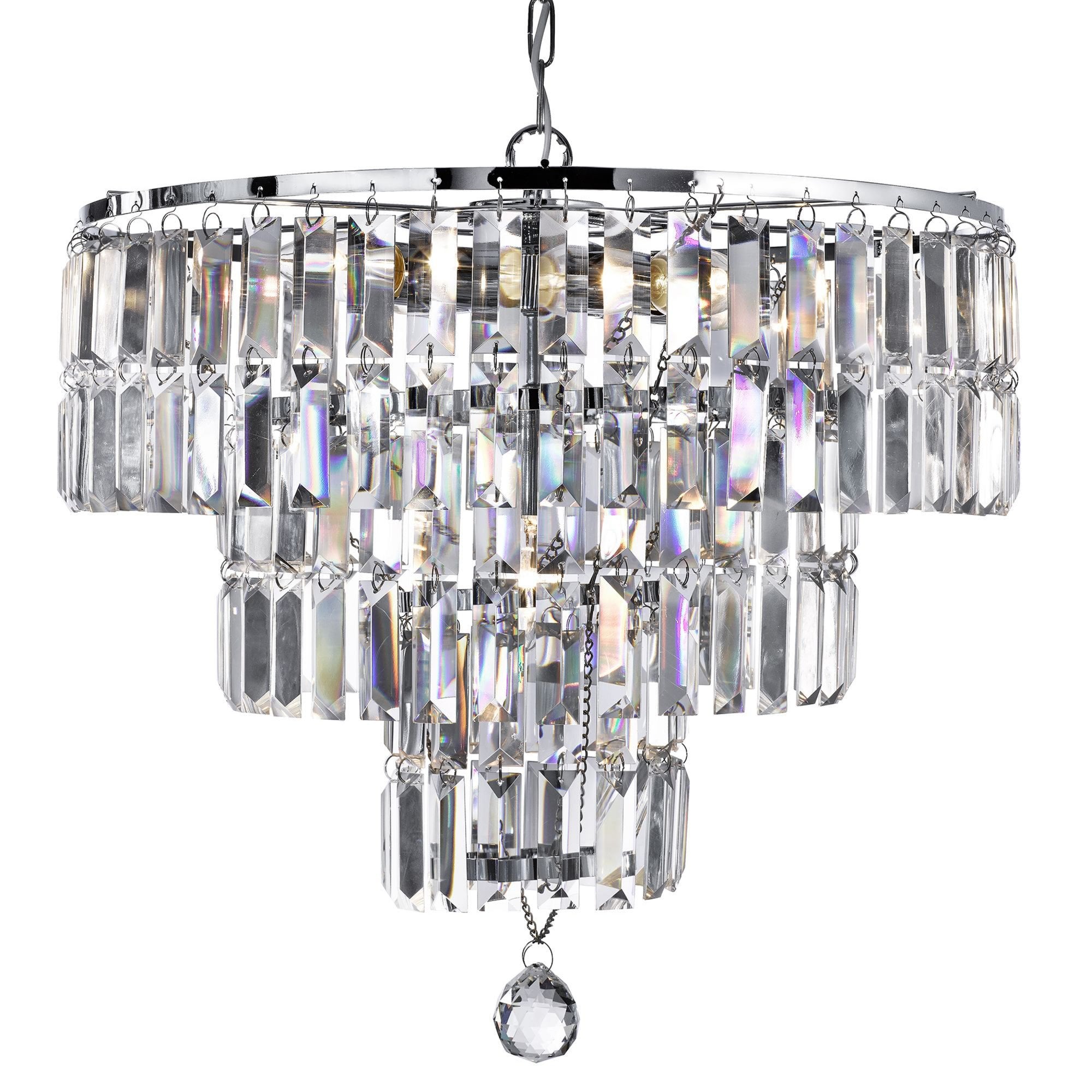 Searchlight Edith - 5 Light Chandelier, Chrome, Clear Crystal