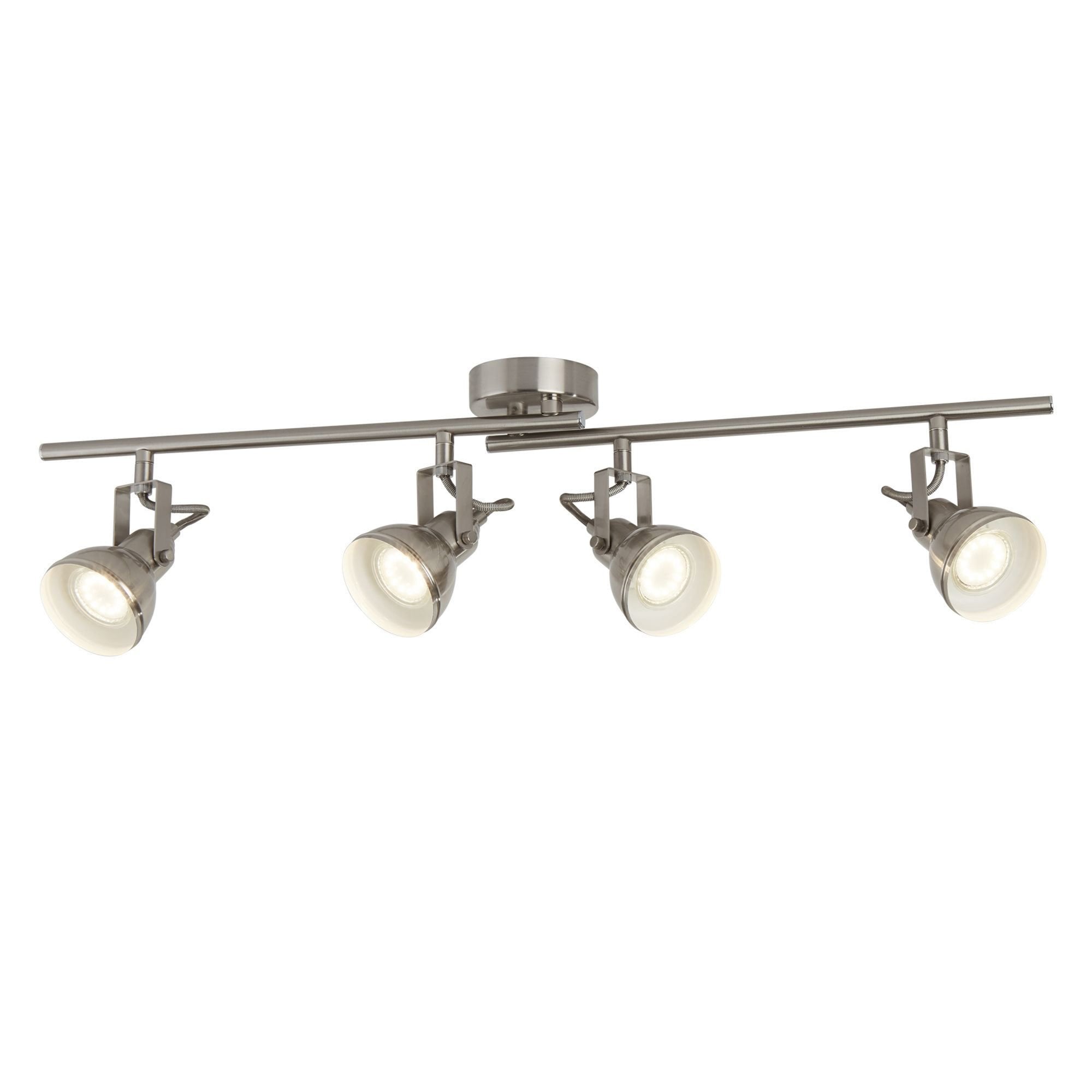 Searchlight Fielding 4 Light Satin Silver Industrial Spotlight Adjustable Bar