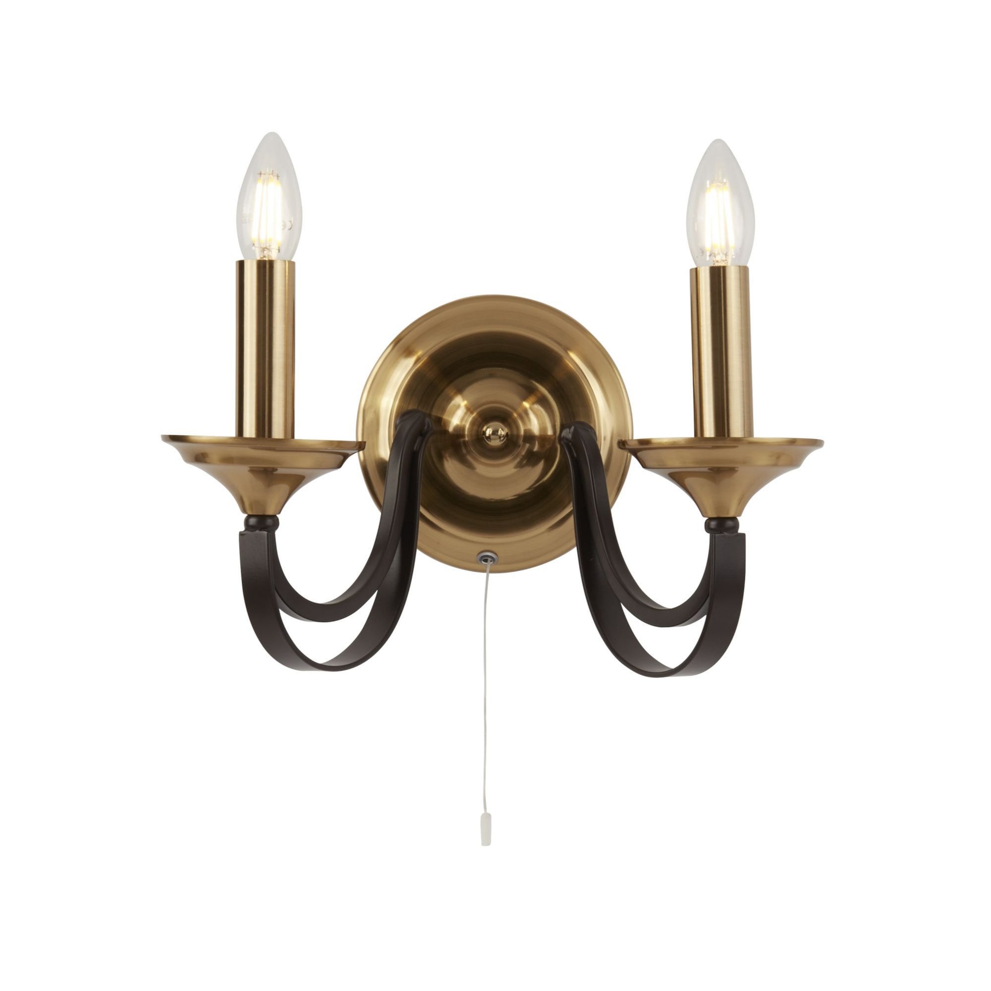 Searchlight Basnett 2 Light Wall Fitting - Dark Bronze & Brown