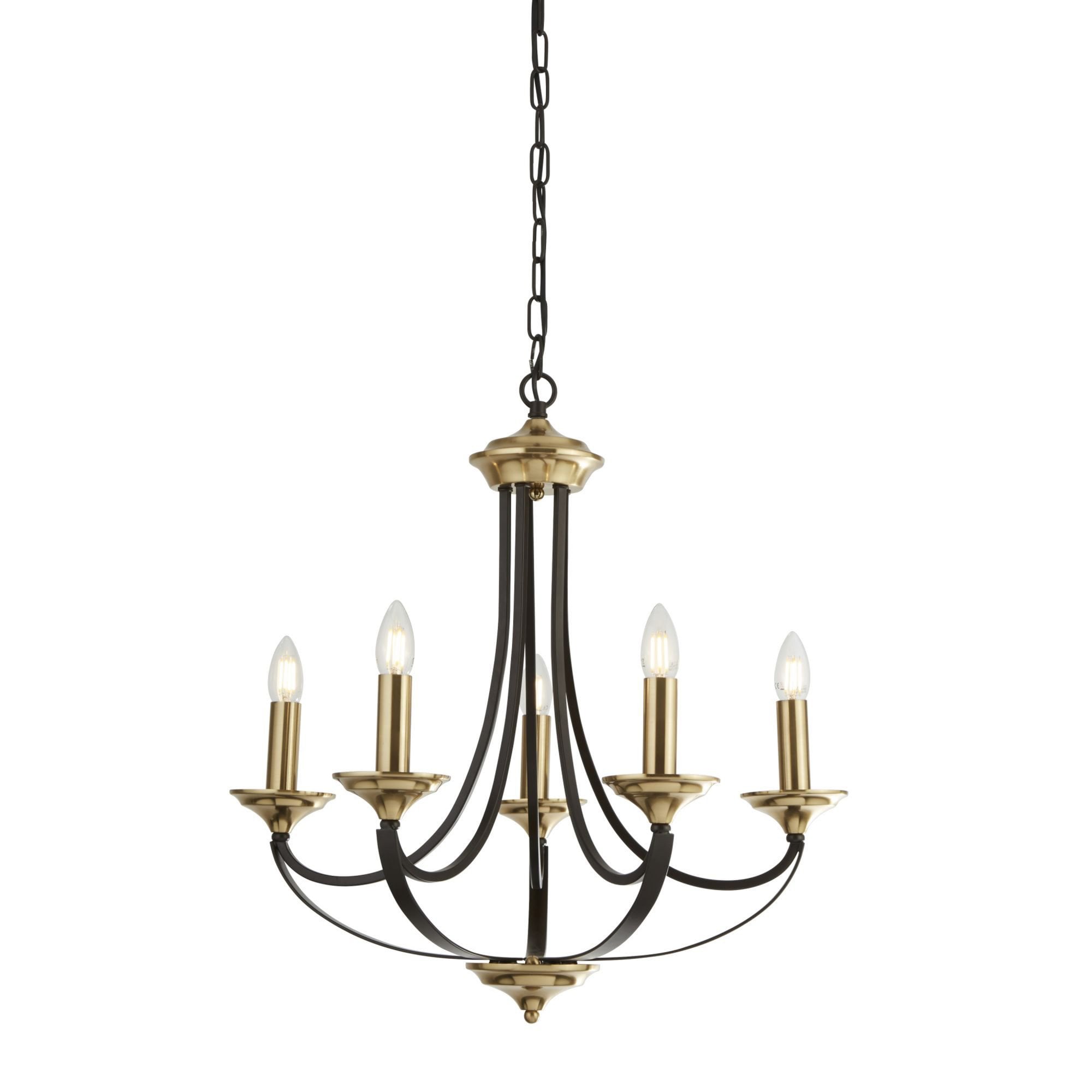 Searchlight Basnett 5 Light Pendant, Dark Bronze & Brown