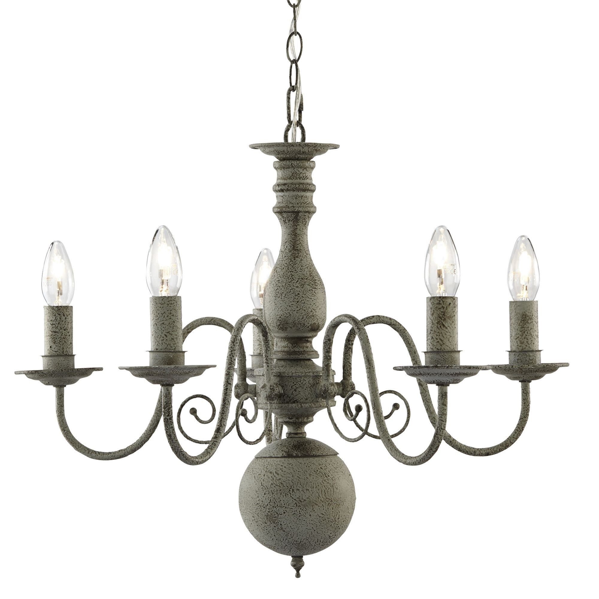 Searchlight Gilman Steel 5 Light Fitting With Textured Grey Finish