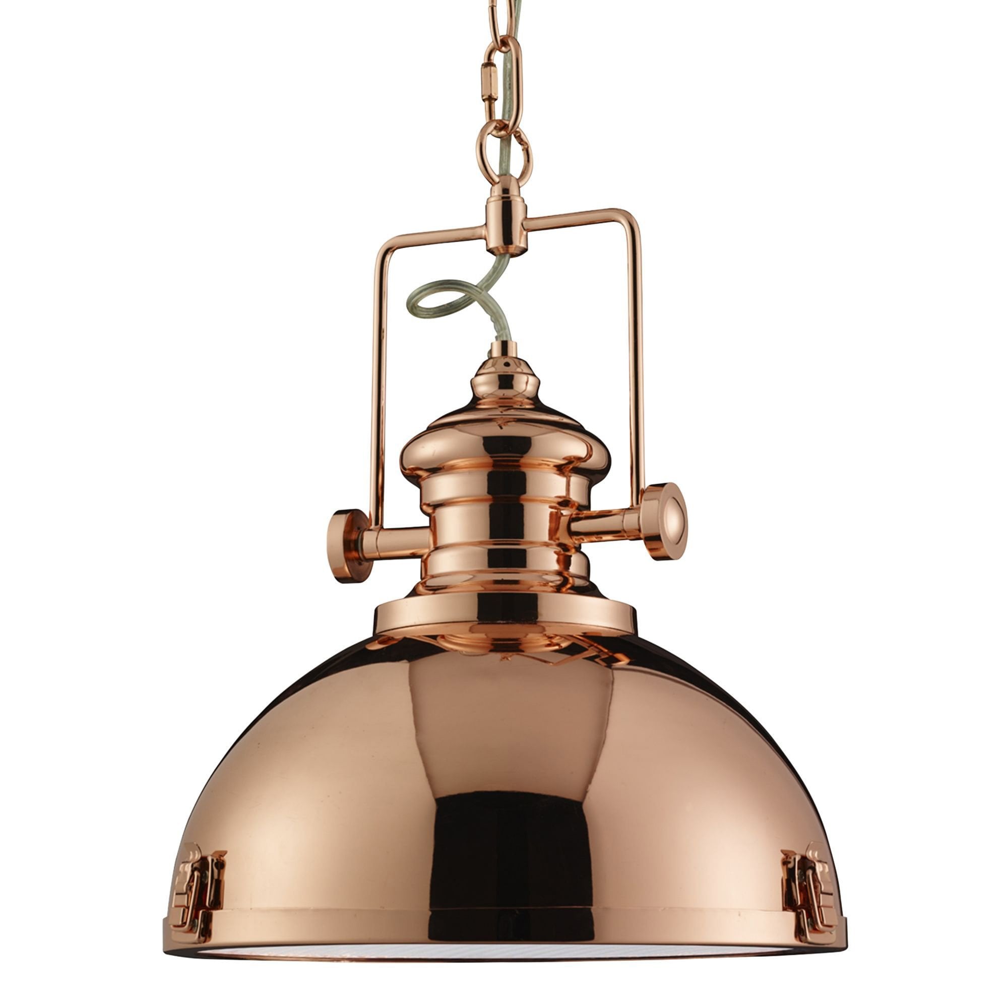Searchlight Ireton Pendant, Single Copper, Frosted Lens