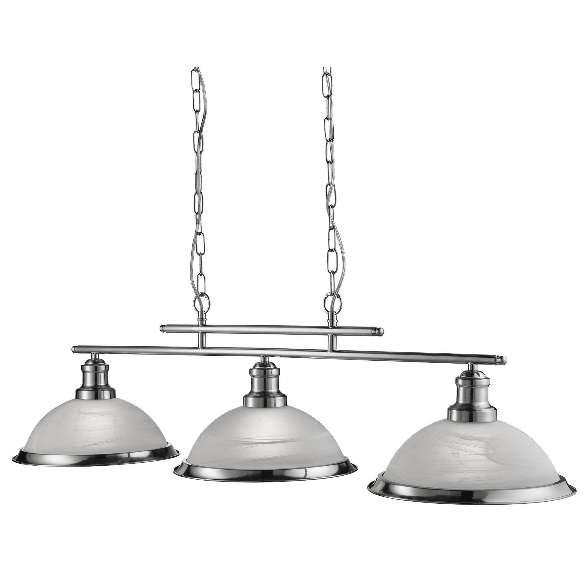 Searchlight Beech 3 Light Ceiling Bar - Satin Silver & Marble Glass