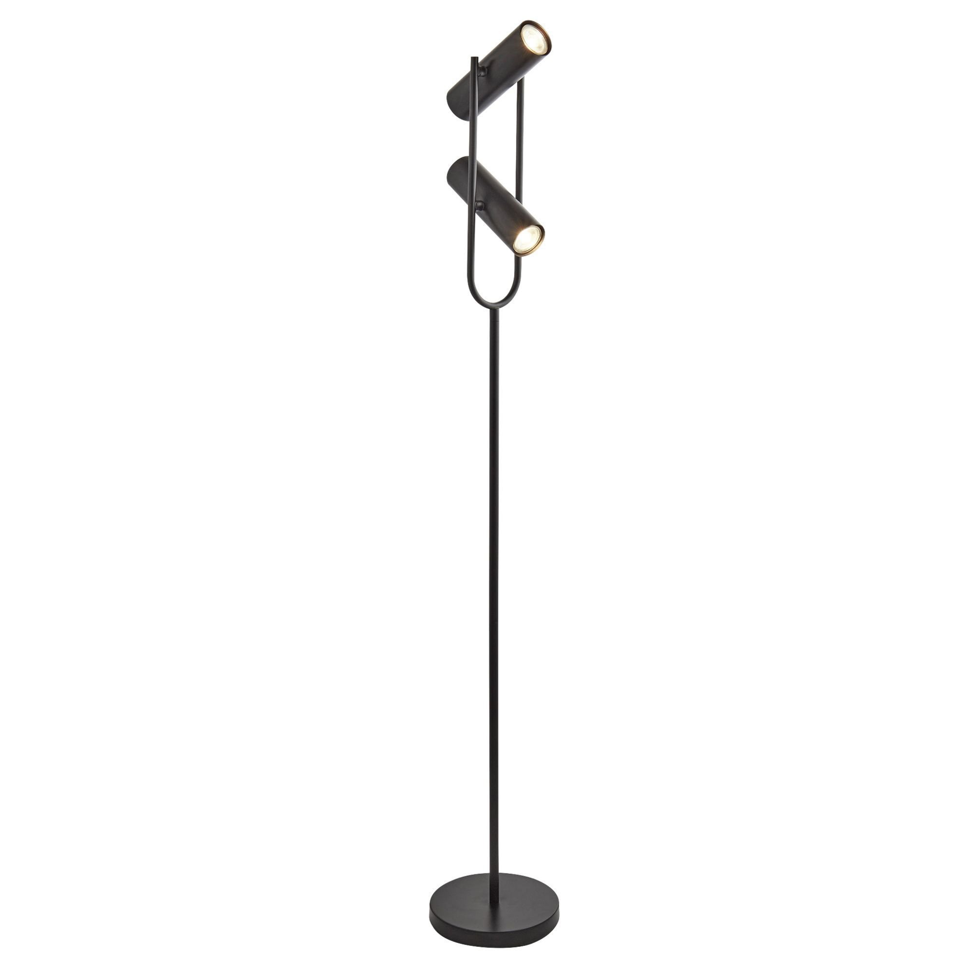 Searchlight Tabley 2 Light Cylinder Shade Floor Lamp, Matt Black