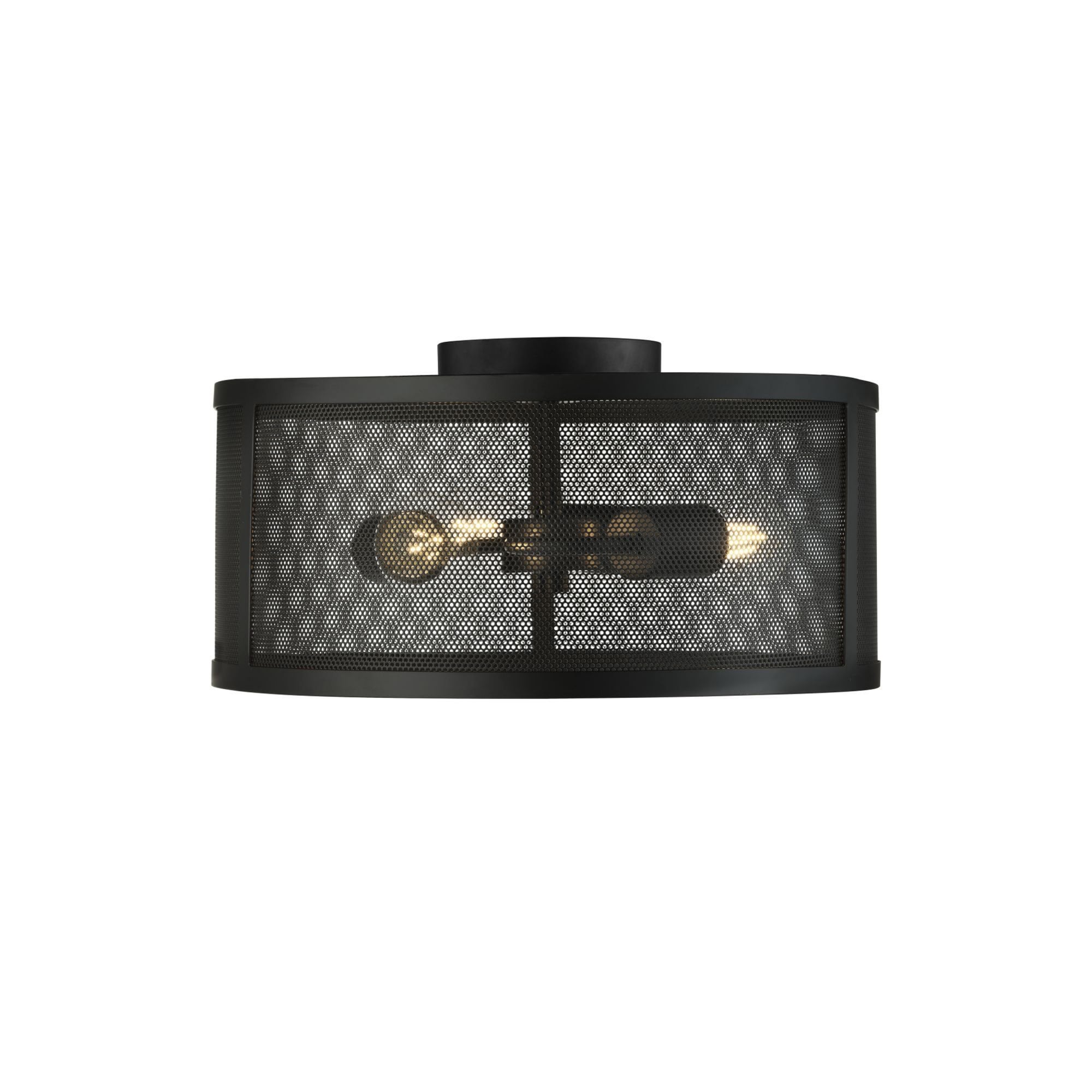Searchlight Falkner 3 Light Drum Flush Fitting Matt Black