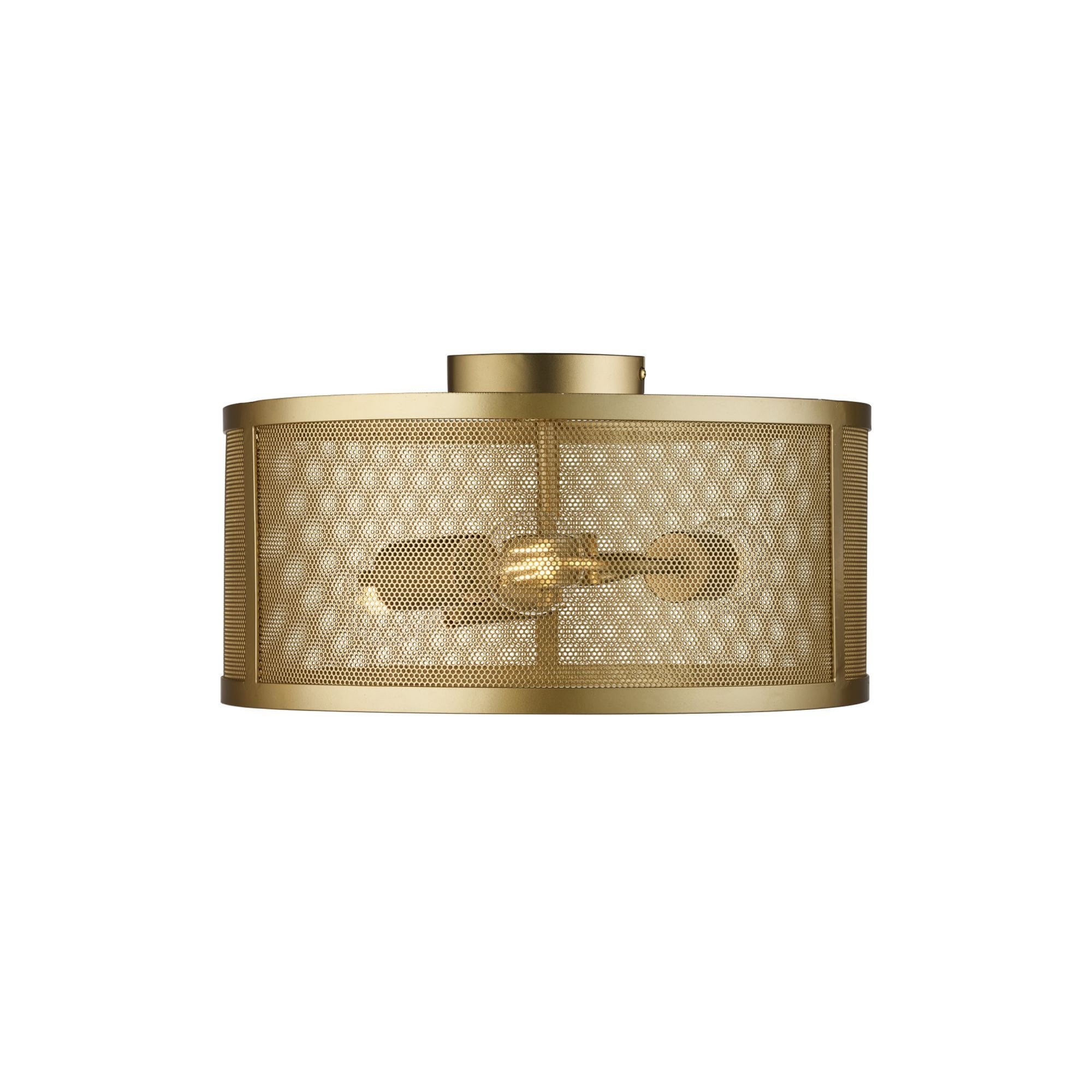 Searchlight Falkner 3 Light Drum Flush Fitting Matt Gold