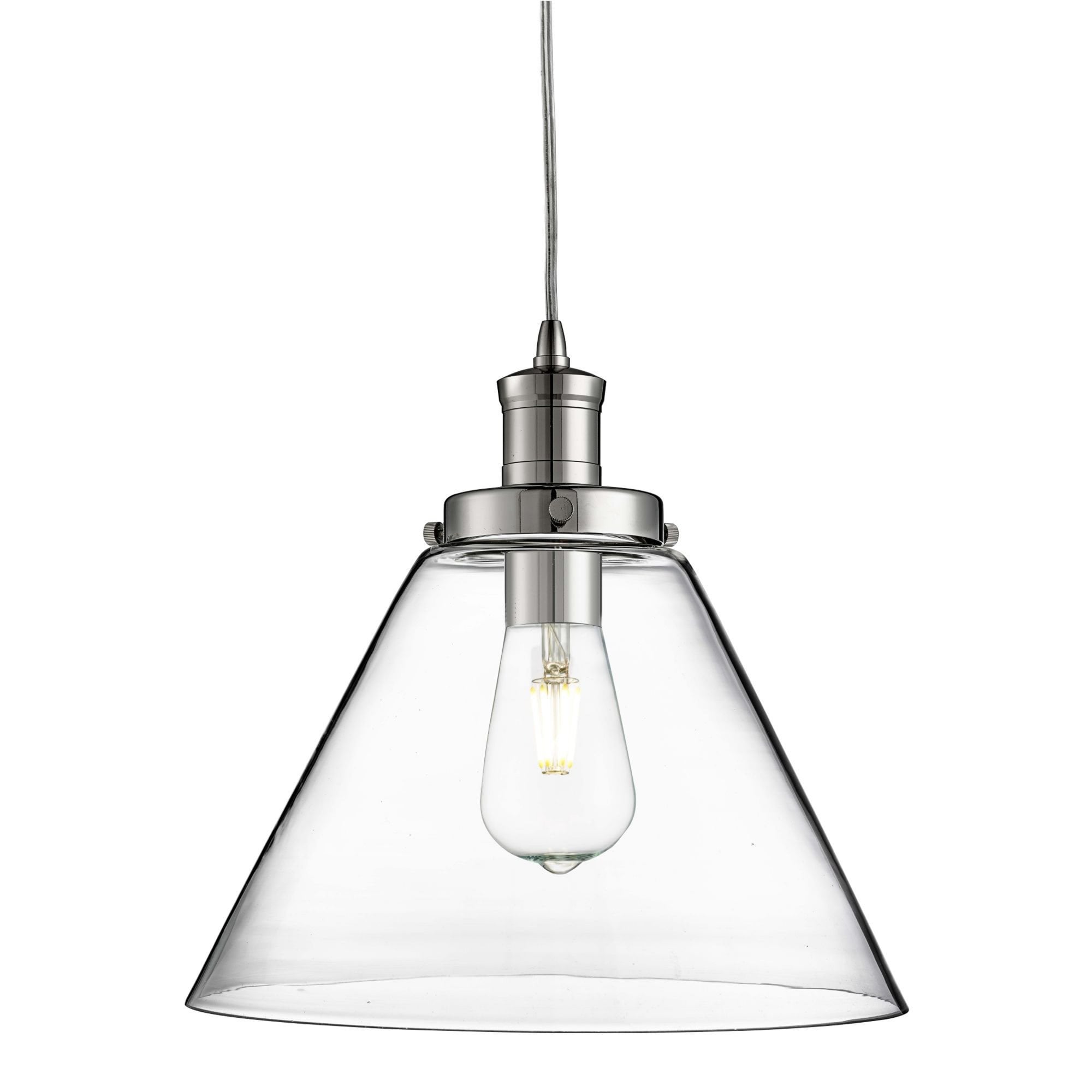 Searchlight Picton Single Pendant, Chrome, Clear Picton Glass Shade
