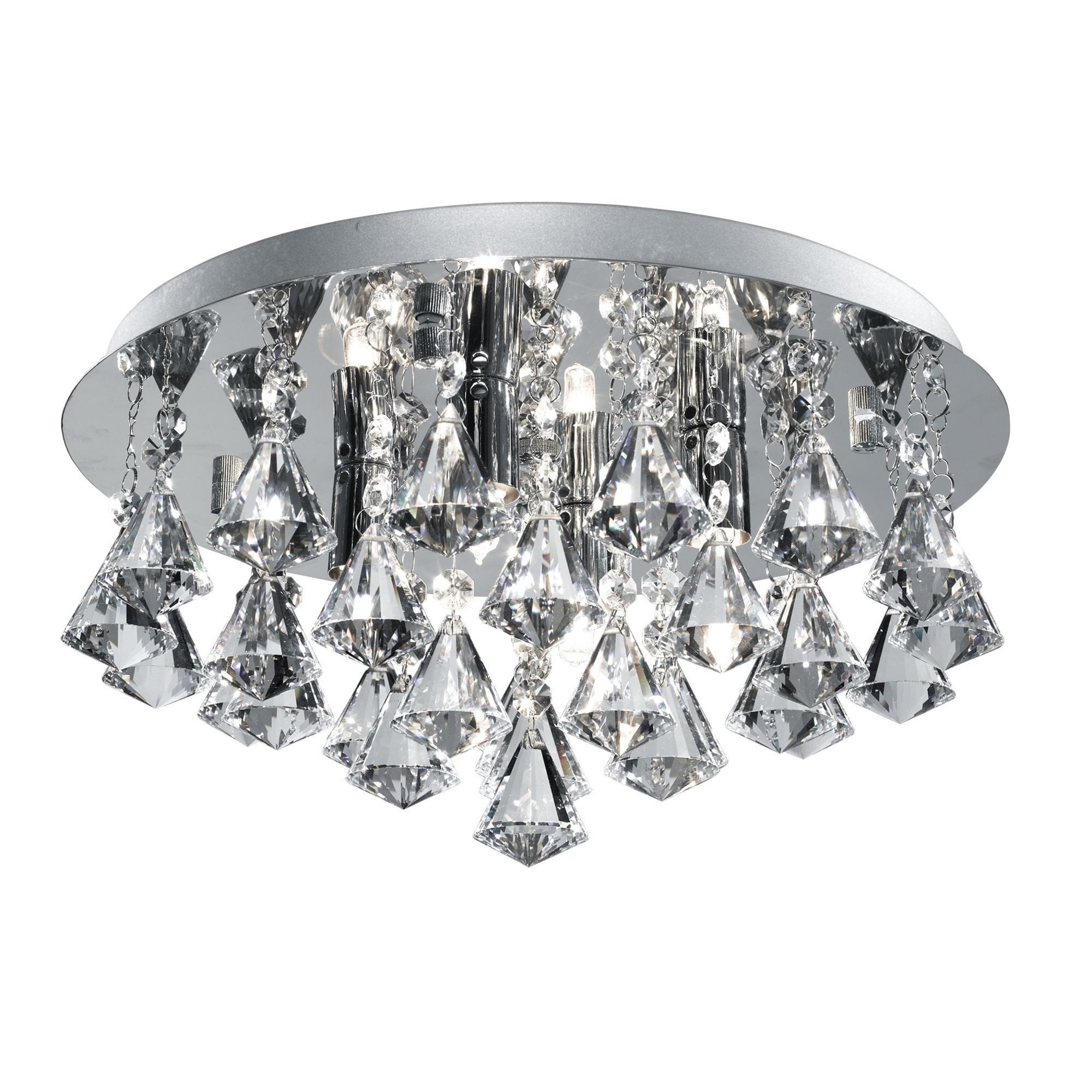Searchlight Hampstead Chrome 4 Light Semi-Flush Fitting With Diamond Shape Crystals
