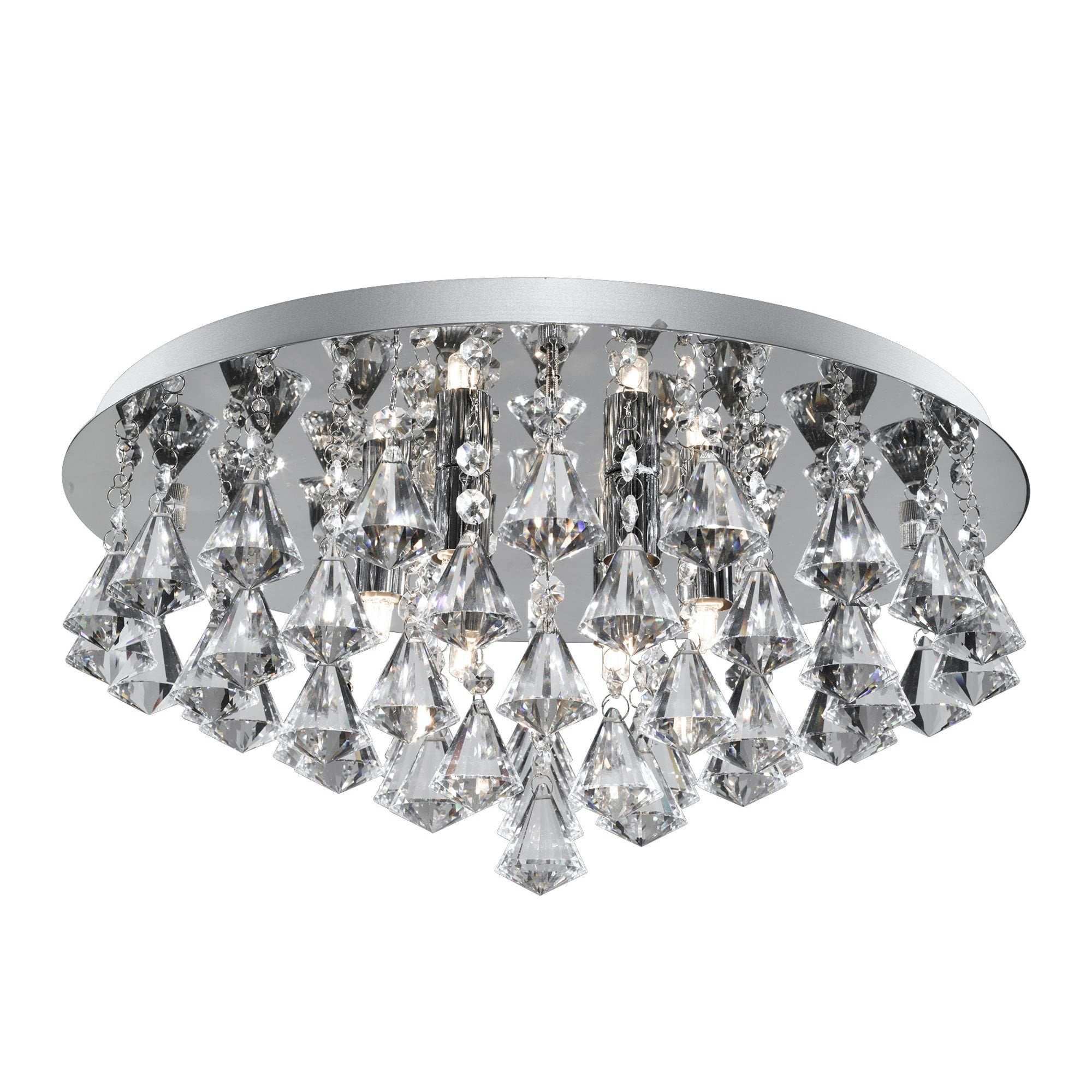 Searchlight Hampstead Chrome 6 Light Semi-Flush Fitting With Diamond Shape Crystals