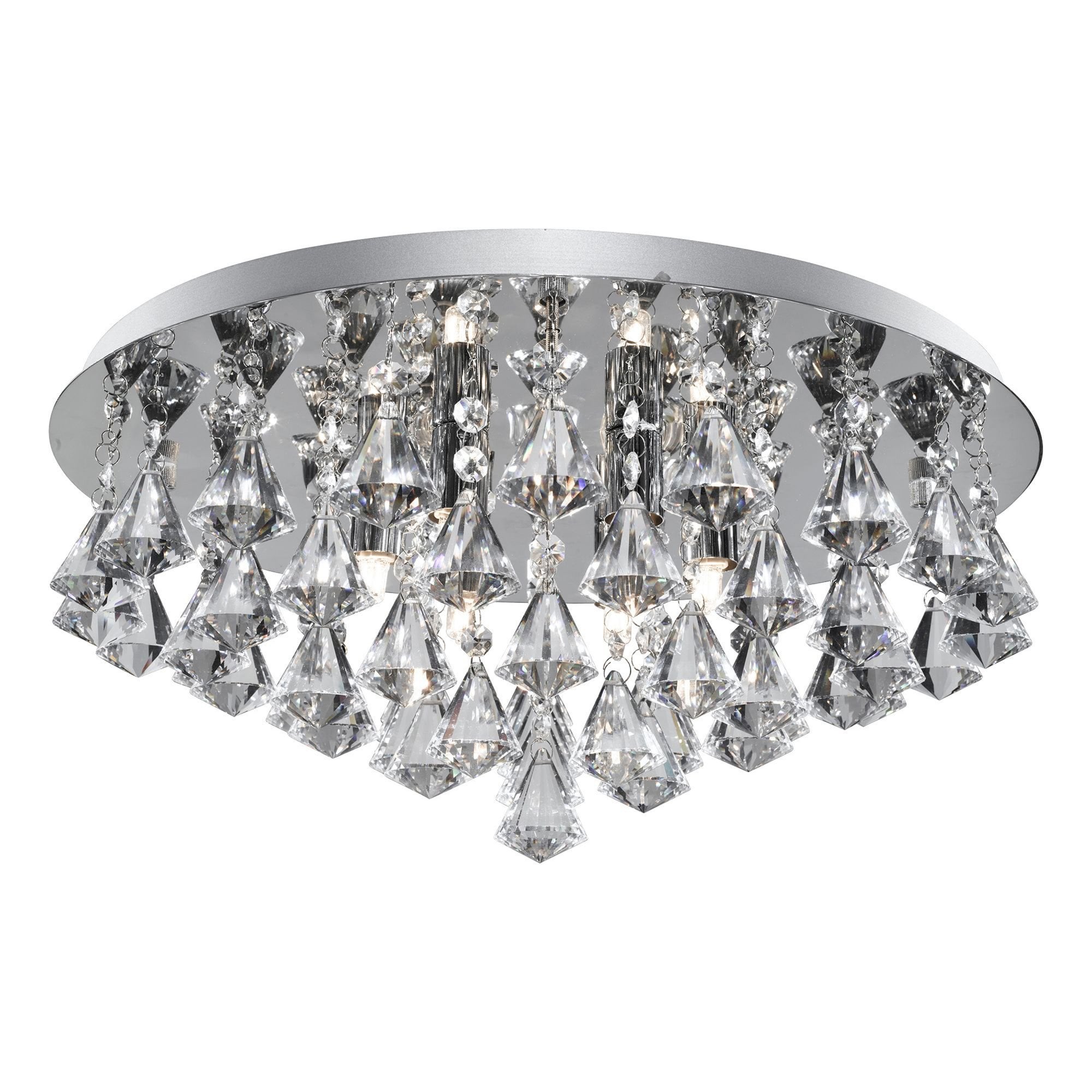 Searchlight Hampstead Chrome 8 Light Semi-Flush Fitting With Diamond Shape Crystals