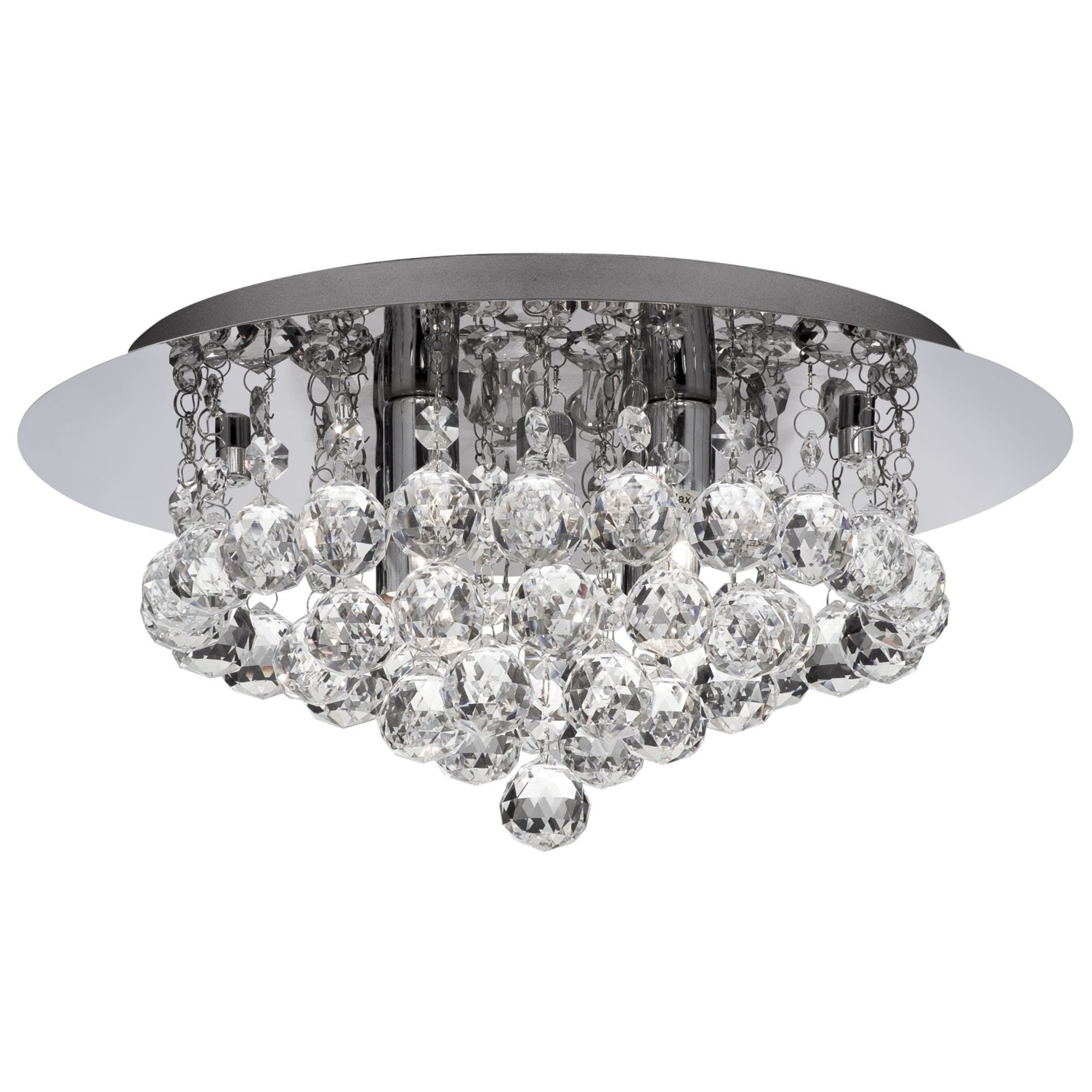 Searchlight Hampstead Chrome 4 Light Semi-Flush Fitting With Clear Crystal Balls Fitting