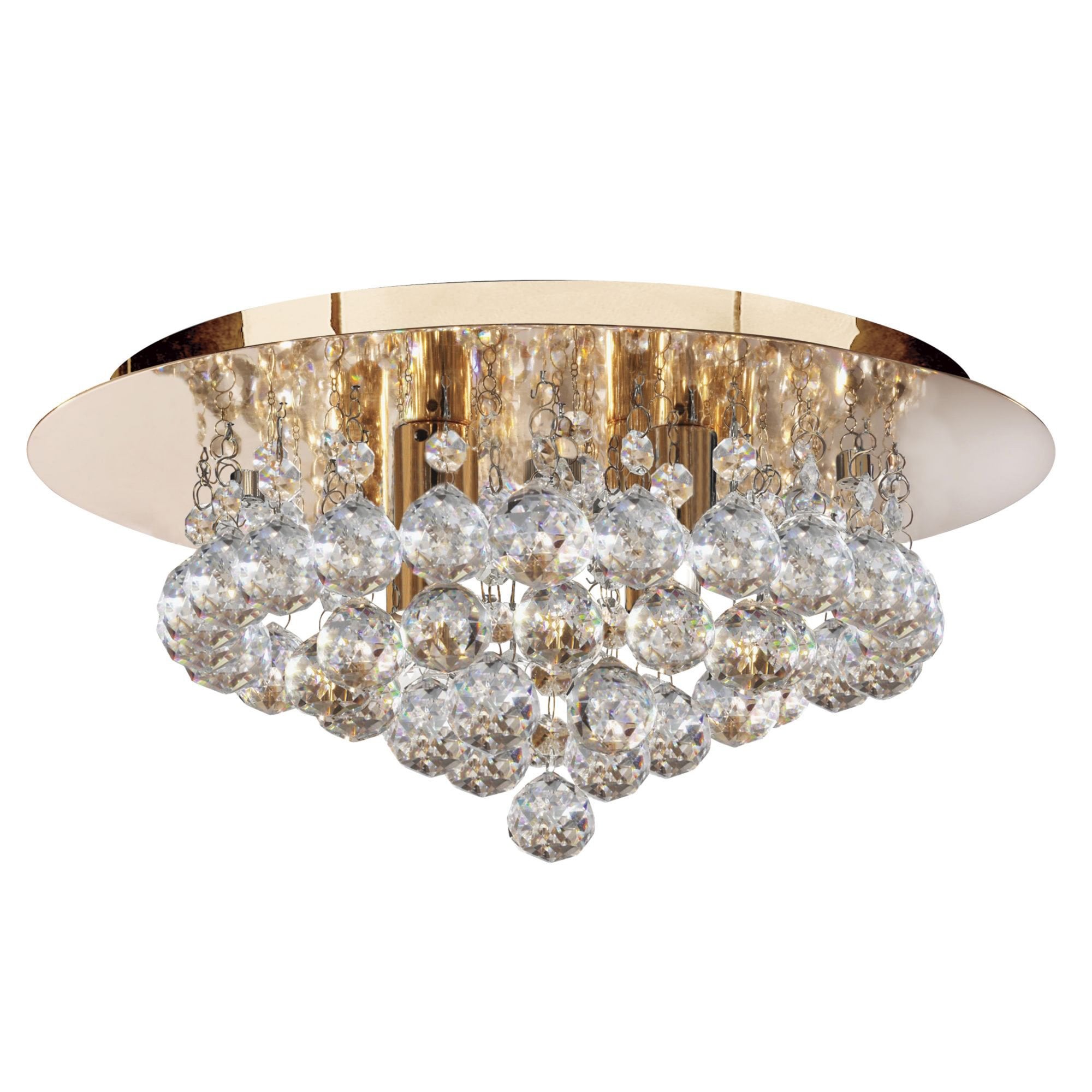 Searchlight Hampstead Gold 4 Light Semi-Flush Fitting With Clear Crystal Balls Fitting
