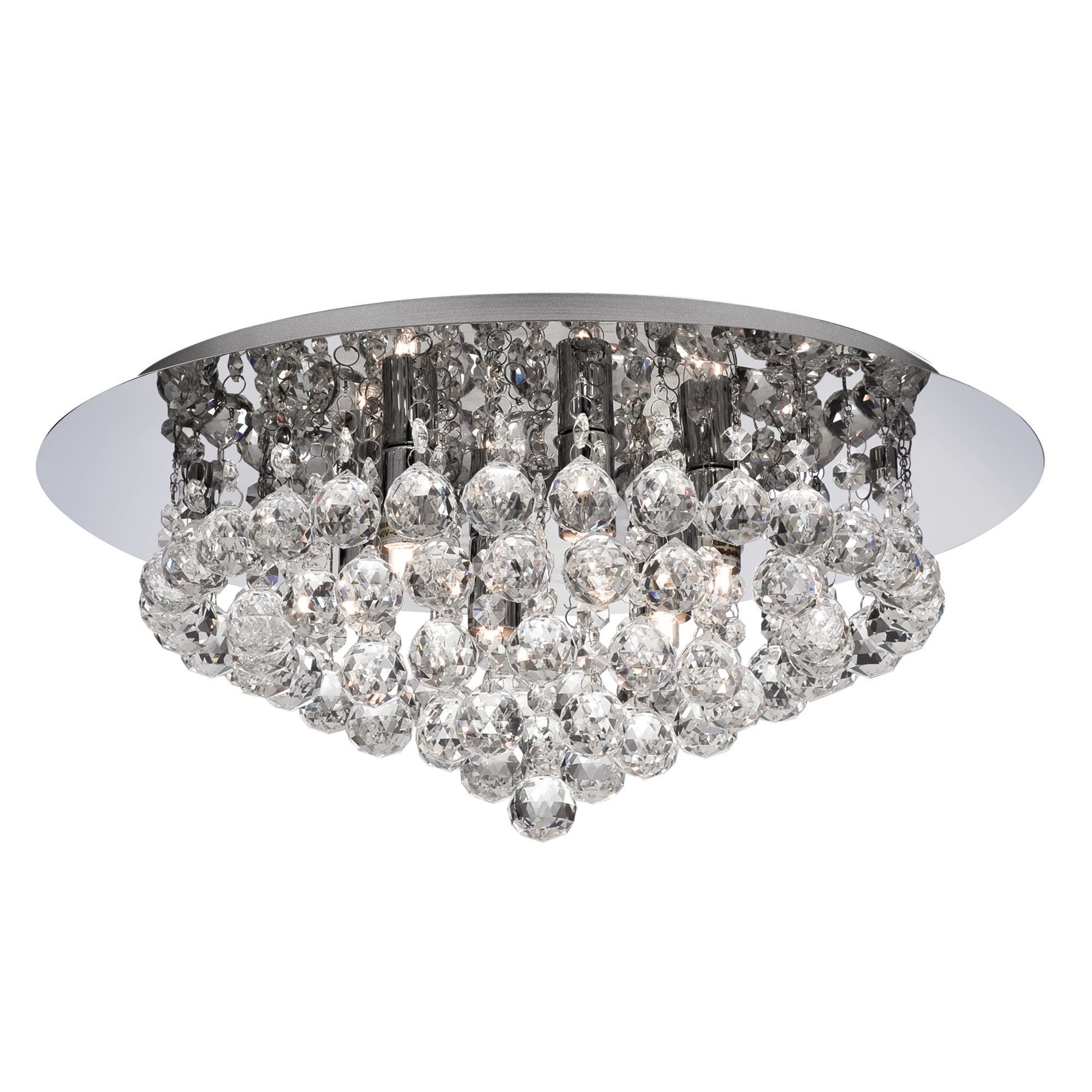 Searchlight Hampstead Chrome 6 Light Semi-Flush Fitting With Clear Crystal Balls Fitting